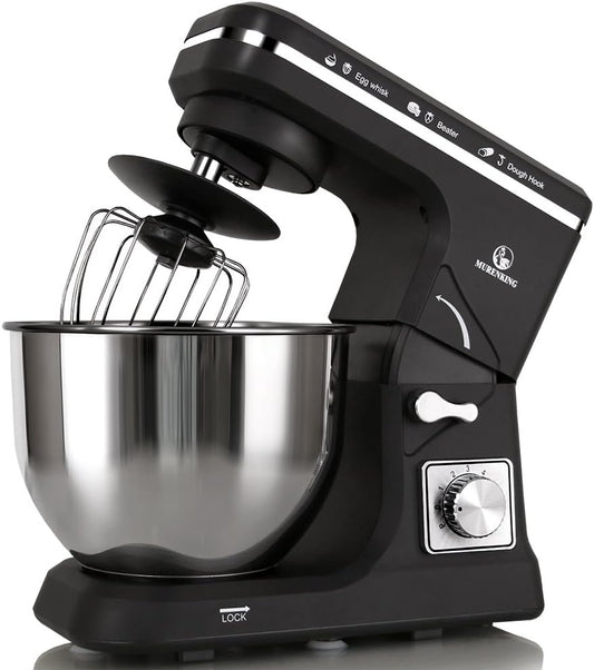 500W Tilt-Head Stand Mixer: 5-Qt Capacity, 6-Speed Kitchen Food Mixer with Accessories in Black