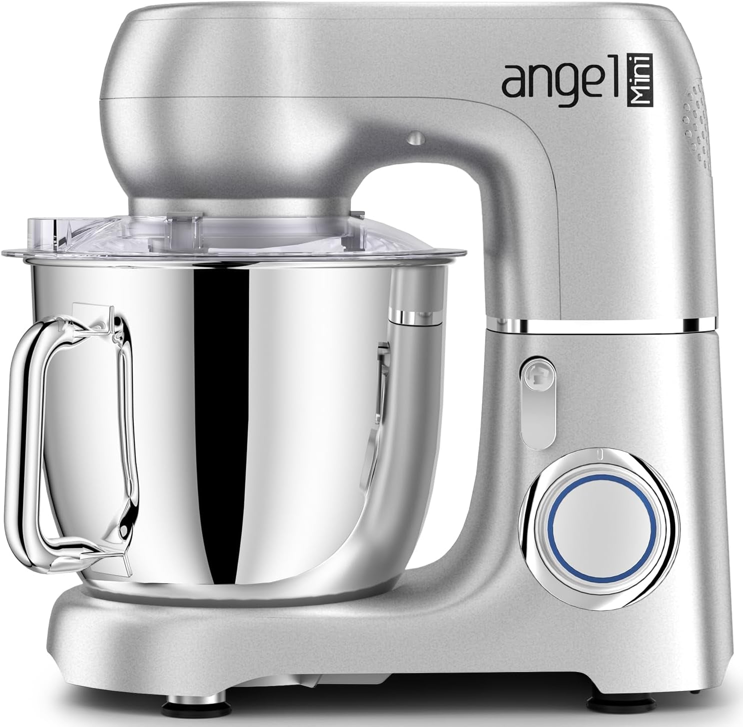 Premium 10-Speed 5.5QT Mini Angel Stand Mixer with DIY Color Stickers, Tilt-Head Design, and Multiple Attachments - Includes Dough Hook, Wire Whisk, Flat Beater, and Stainless Steel Bowl (Silver 1)