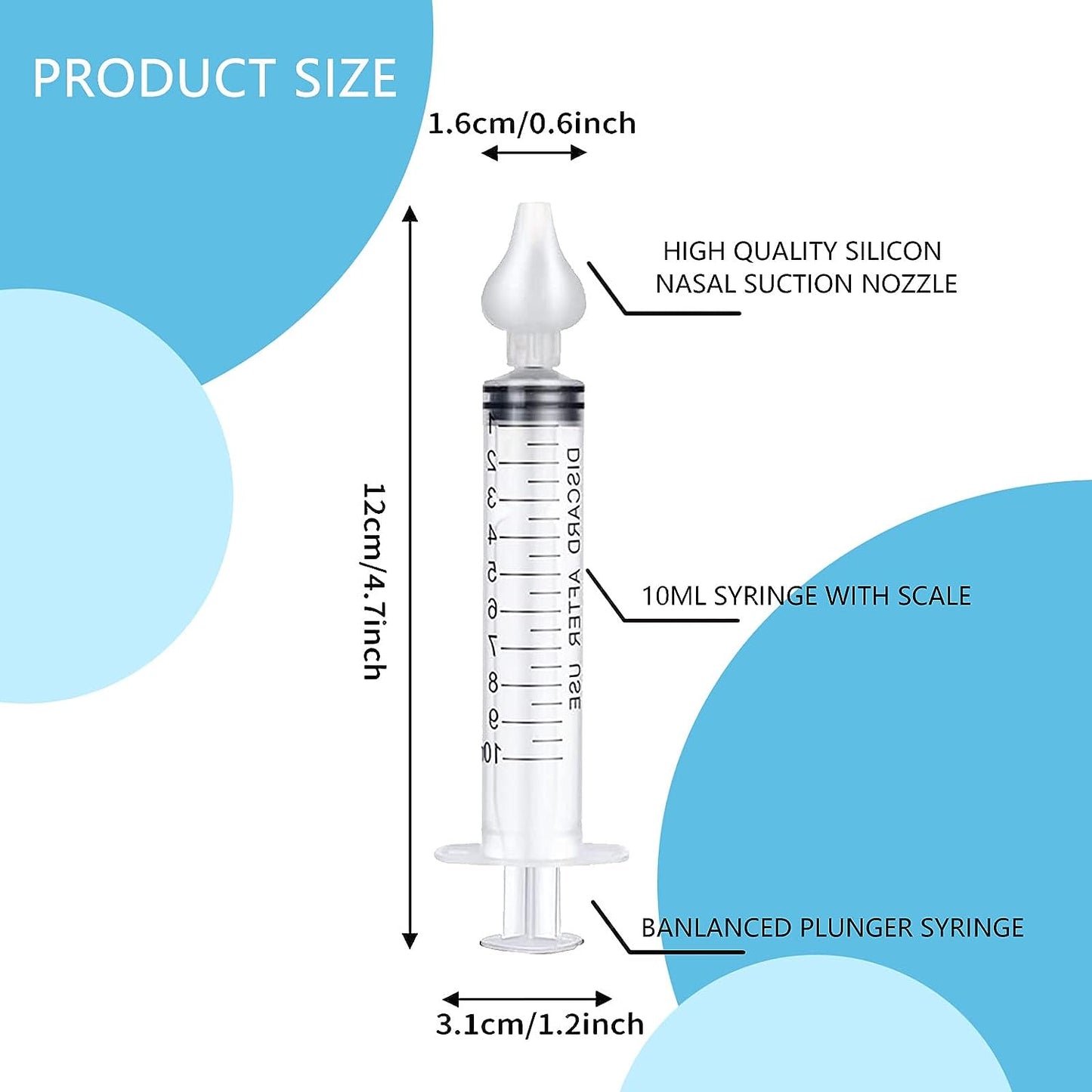 Dual-Pack Infant Nasal Irrigation Kit - 10ml Baby Nasal Aspirators with Reusable and Washable Silicone Tips - Premium-Quality Nasal Cleansing Solution for Babies