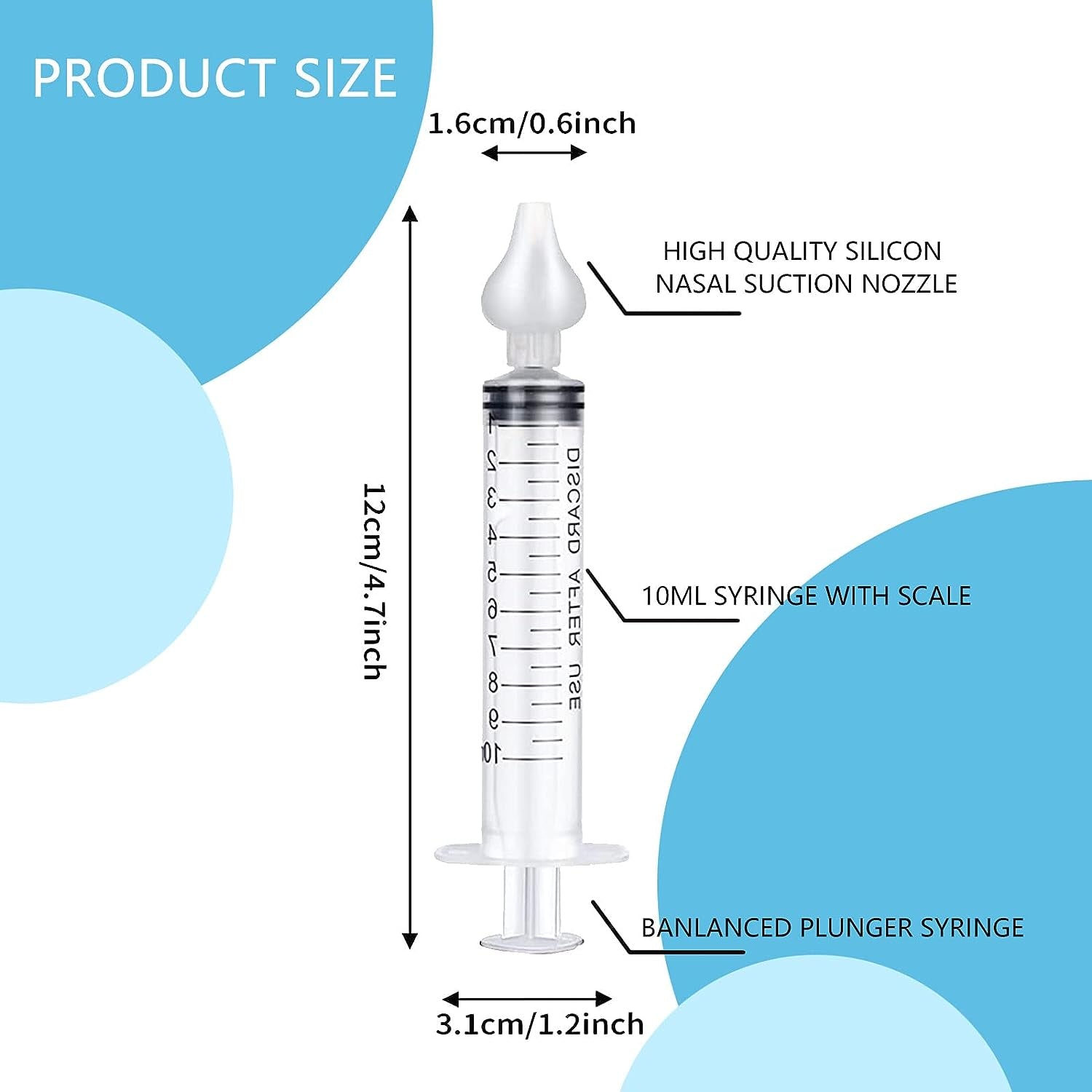 Dual-Pack Infant Nasal Irrigation Kit - 10ml Baby Nasal Aspirators with Reusable and Washable Silicone Tips - Premium-Quality Nasal Cleansing Solution for Babies