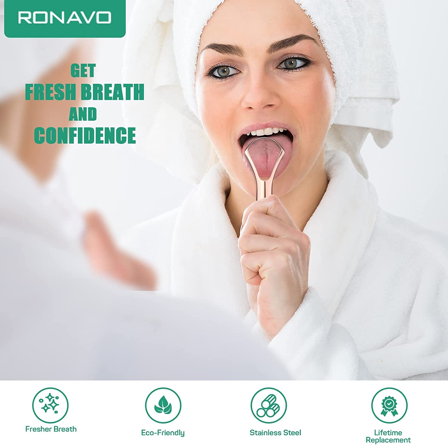 Stainless Steel Tongue Scraper - Pack of 2 - Promotes Fresher Breath and Eliminates Bad Breath Instantly