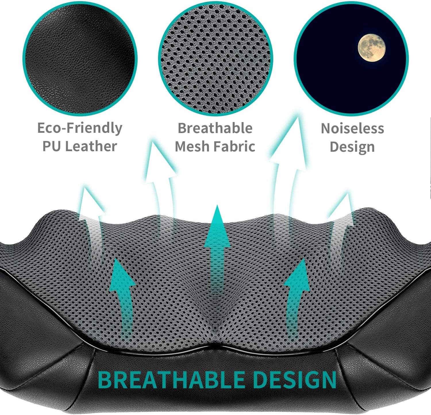 Shiatsu Neck and Back Massager with Soothing Heat - Electric Deep Tissue 3D Kneading Massage Pillow for Shoulder, Leg, and Body Muscle Pain Relief - Suitable for Home, Office, and Car Use (Black)
