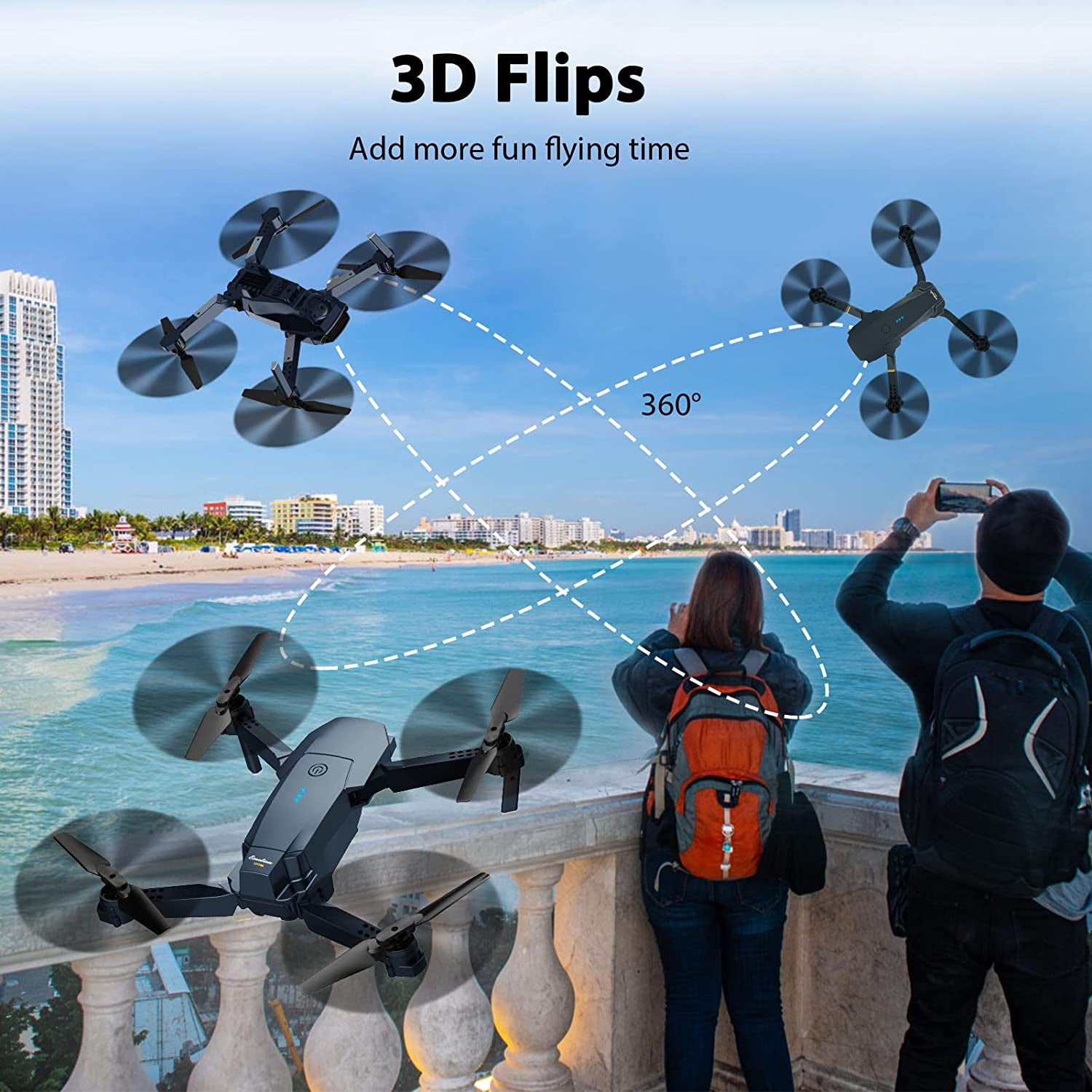 Foldable RC Quadcopter Drone with Camera - 1080P HD FPV Video Drone for Adults and Beginners, Comes with 2 Batteries, Carrying Case, One Key Start, Altitude Hold, Headless Mode, and 3D Flips Feature, Suitable for Kids' Toys and Recreational Flying.