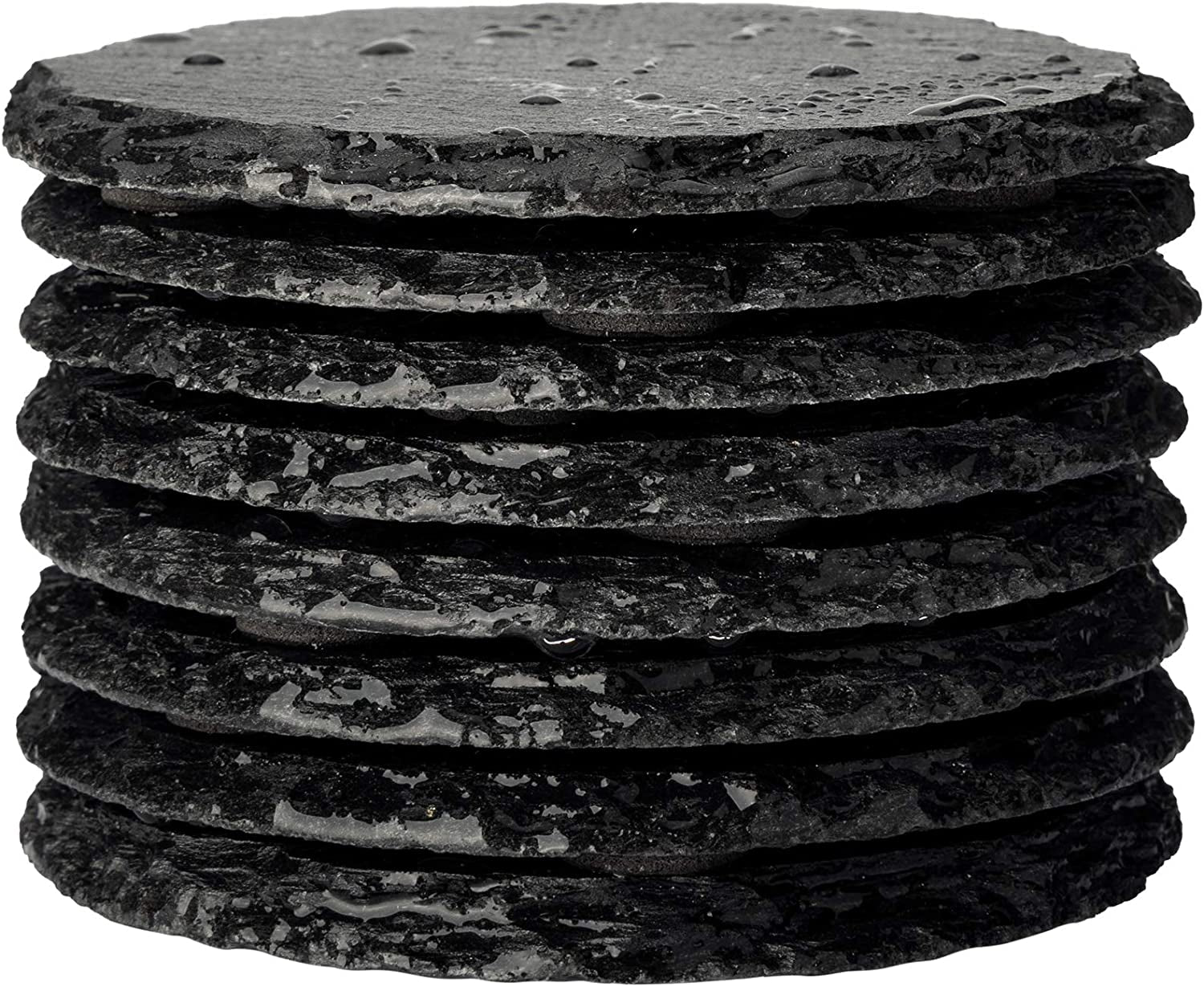 Set of 8 Eco-Friendly Round Slate Drink Coasters with Holder - Perfect for Drinks at Bars and Home. These Slate Stone Coasters are 4 inches in diameter and come in Black.