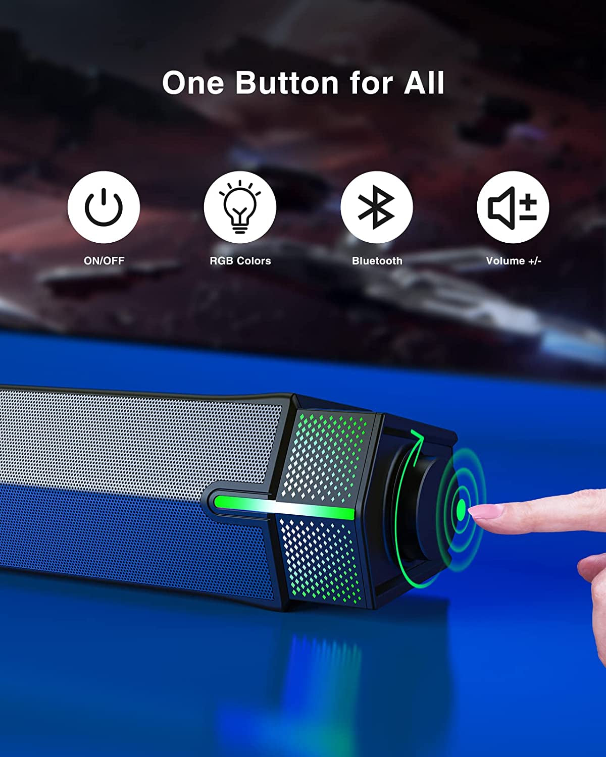 Bluetooth Computer Speakers for PC Desktop Monitor, Wired USB-Powered PC Sound Bar, Delivering Superb Stereo Sound with Customizable Gradient RGB Lighting - Combine or Separate for Maximum Versatility