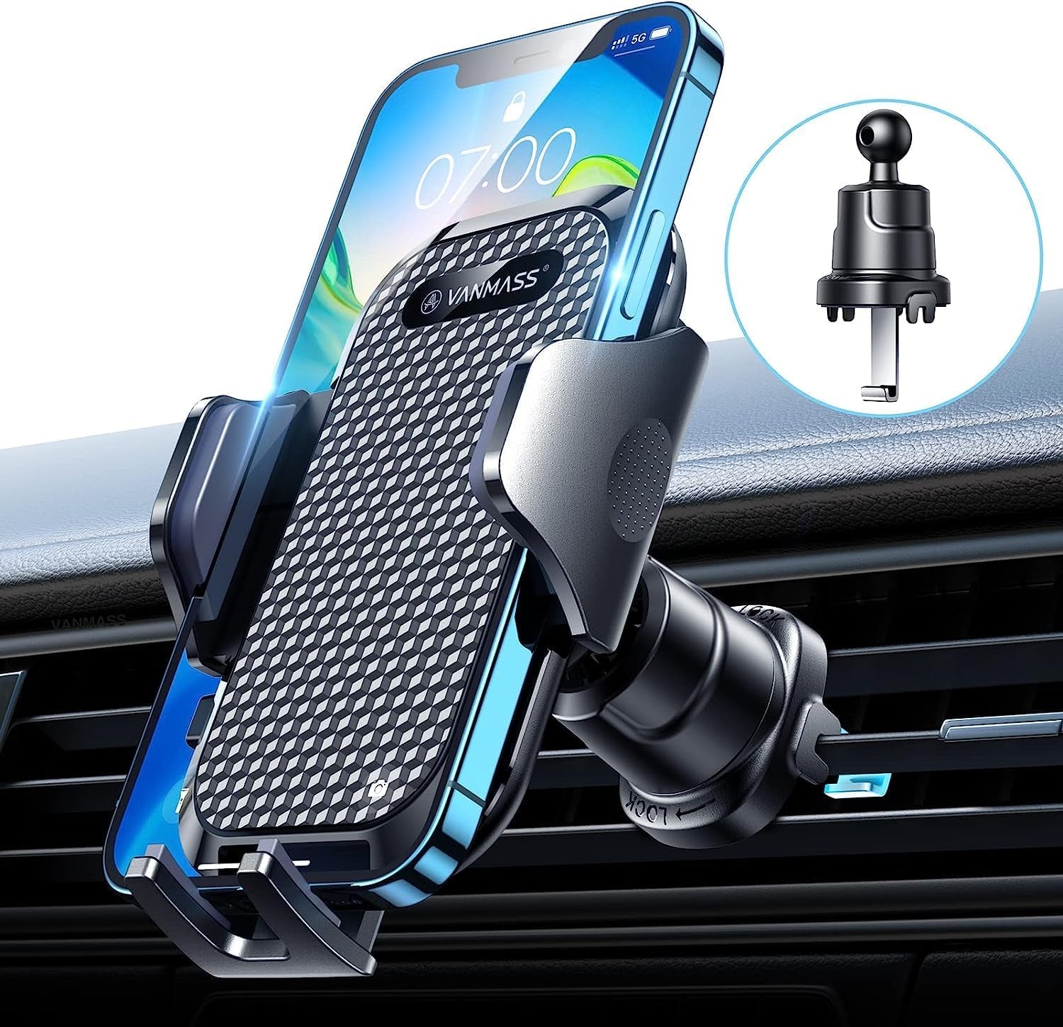 Universal Car Vent Phone Holder,【50X Strong Steel-Hook & Sturdy Shockproof, Car Phone Mount for iPhone 14 13 12 Pro Max & All Mobiles