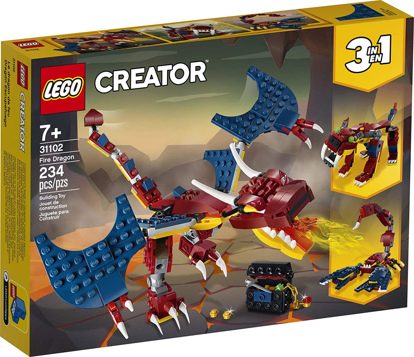 Creator 3in1 Fire Dragon 31102 Building Kit - A Sophisticated Buildable Toy for Children - Latest Release of 2020 (234 Pieces)