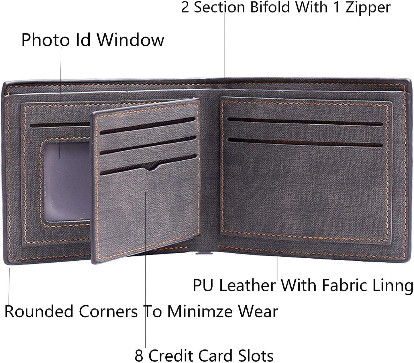 Slim Bifold Vintage Leather Wallet for Men - Front Pocket Design with RFID Blocking Feature.