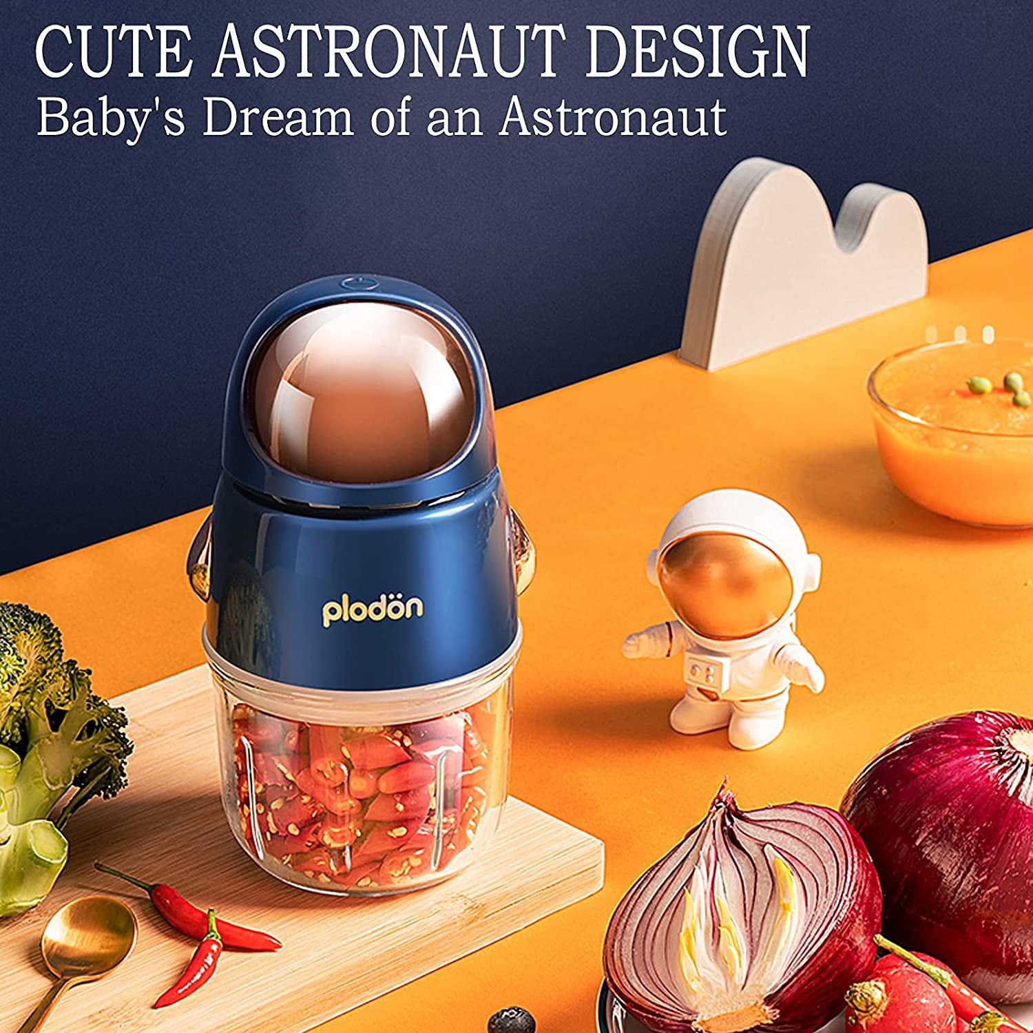 Mini Baby Food Maker: Cute and Small Food Processor with a 1.2 Cup Glass Bowl and 6 Blades, Ideal for Pureeing, Blending, Grinding, and Chopping Baby Food.