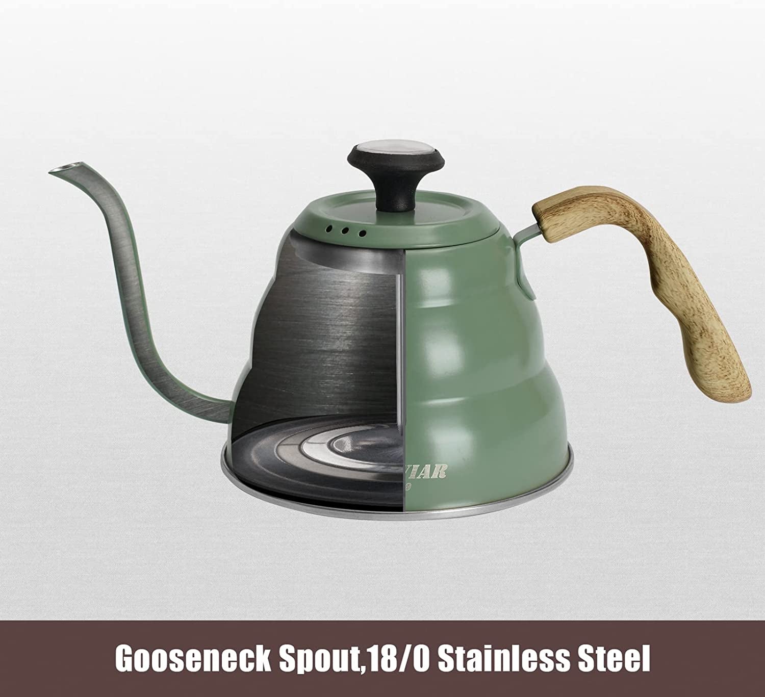 32oz Pour Over Coffee Kettle with Built-in Thermometer - Crafted from Food-Grade Stainless Steel, this Gooseneck Kettle ensures Exact Temperature control for brewing Tea and Coffee