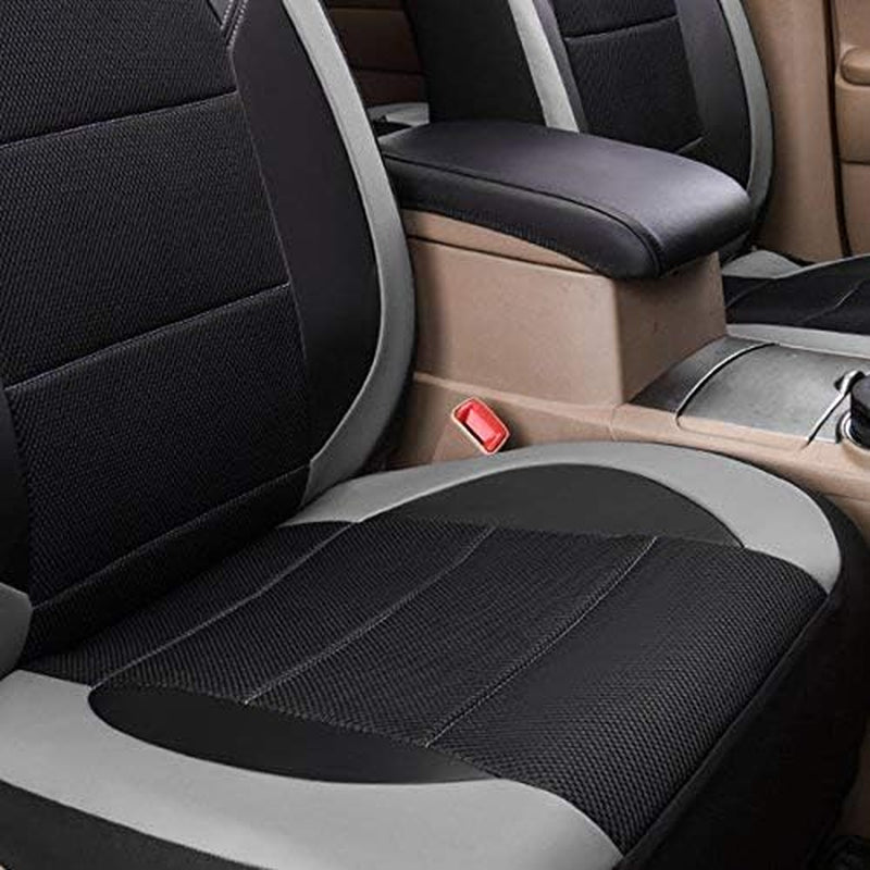 Leather and Mesh Universal Car Seat Covers,Airbag Compatible, for Sedans, Trucks,Suvs (Full Set, Black and Grey)