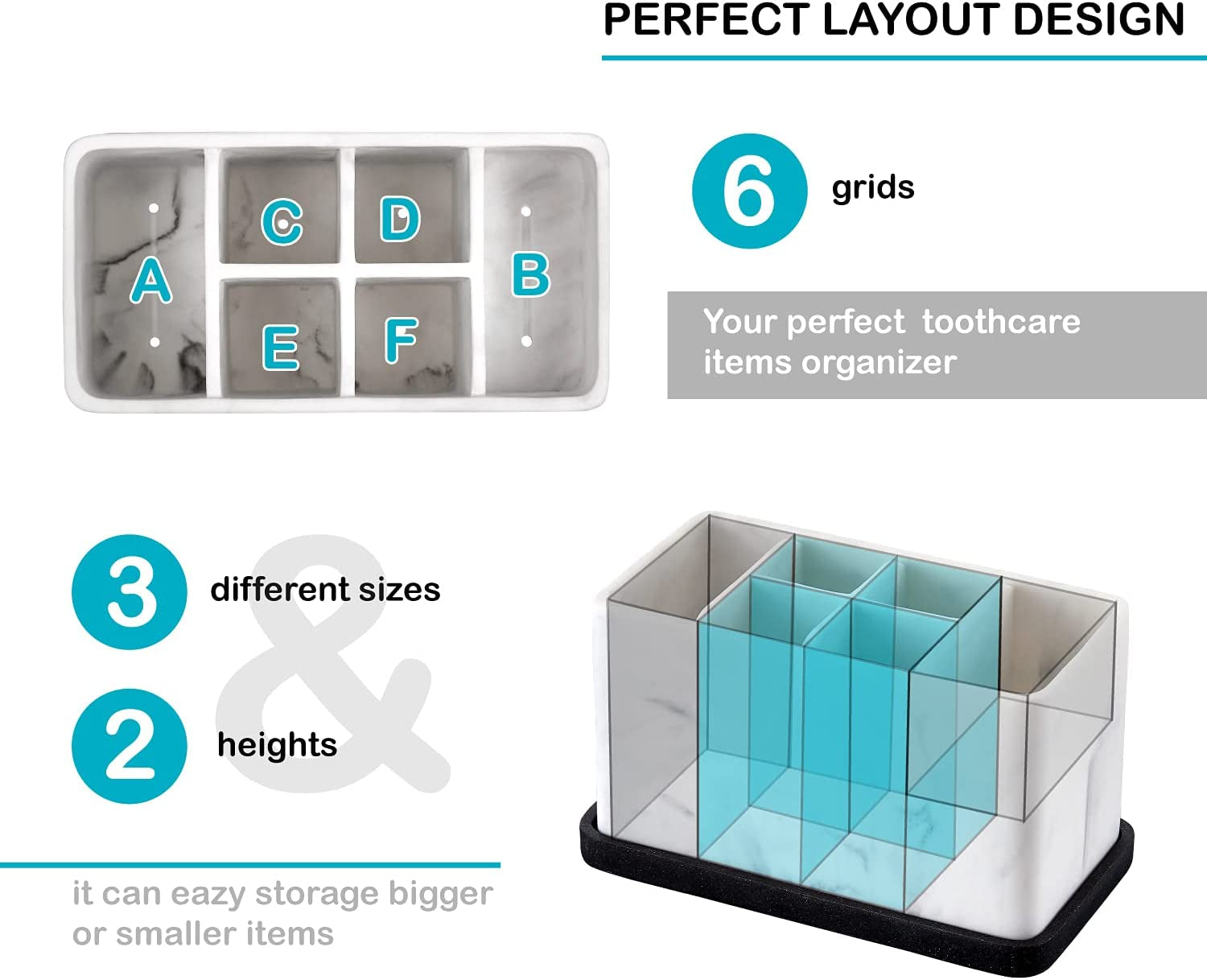 Toothbrush Holder, Bathroom Storage Organizer Caddy for Electric Toothbrush, Toothpaste and Makeup Brush, Bathroom Organizers countertop, Porte brosse a dent