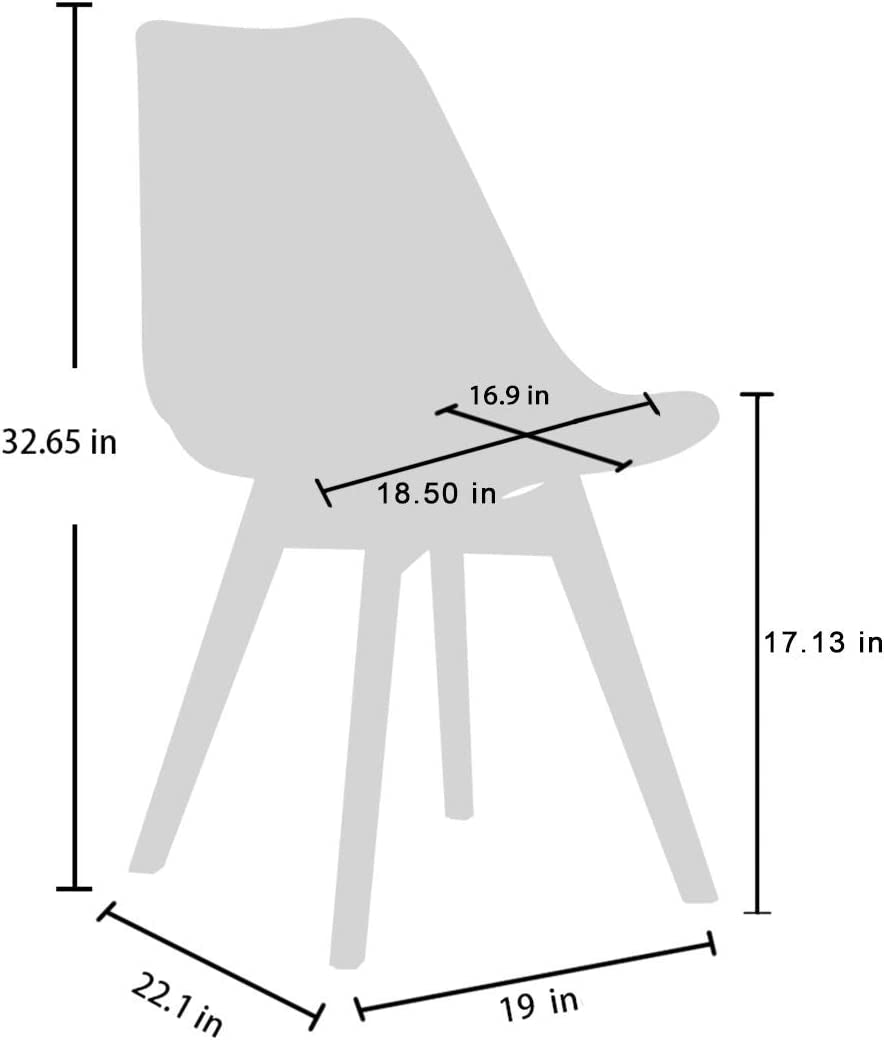 Set of 2 Mid Century Modern DSW Side Chairs with Wood Legs: Ideal for Kitchen, Living, and Dining Rooms, in White Color