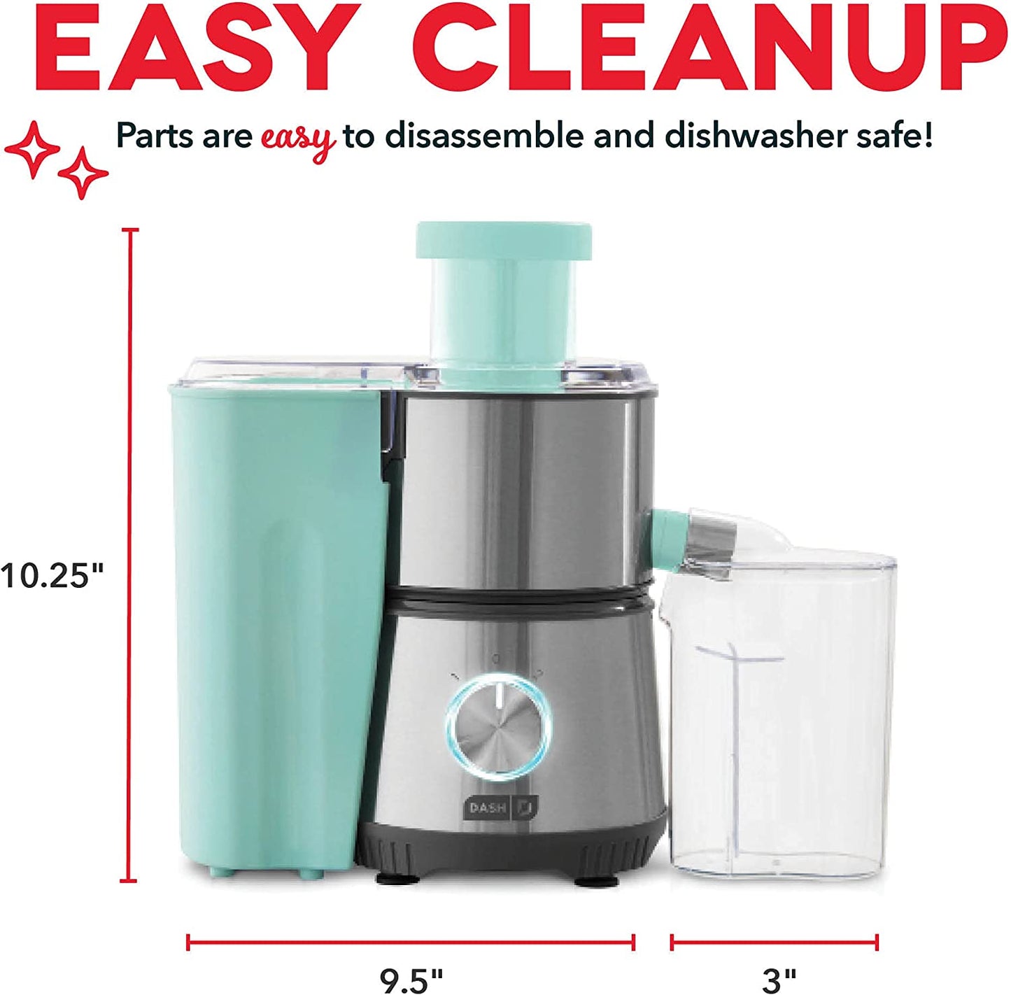 Compact Centrifugal Juicer - 2-Speed Press Juicing Machine with a 2" Wide Feed Chute for Whole Fruits and Vegetables, Anti-drip Feature, Stainless Steel Sieve in Aqua
