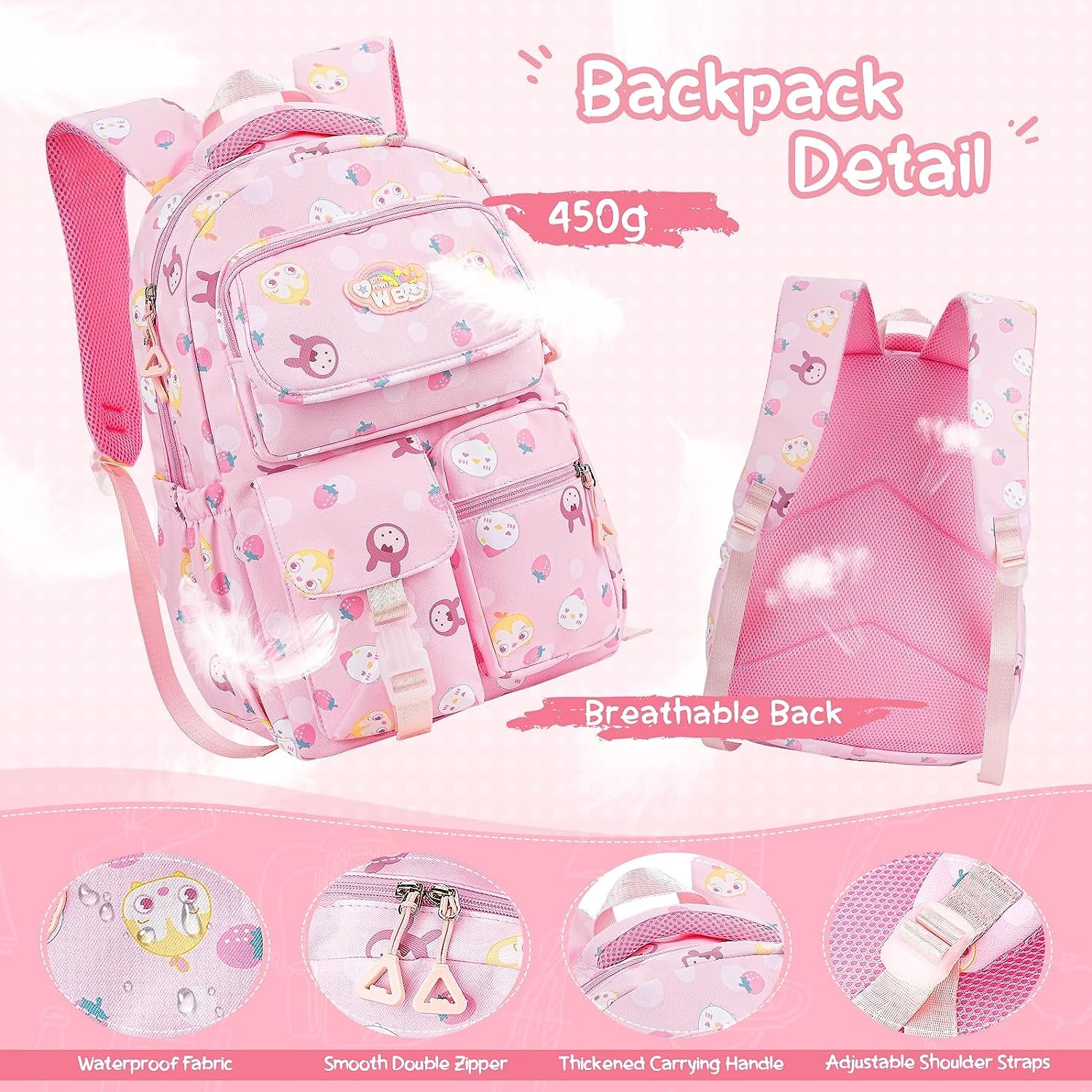 Complete 3-in-1 Back to School Backpack Set for Girls - Adorable Backpack, Including Lunch Bag and Pencil Case, Perfect Gift for Teen Girls