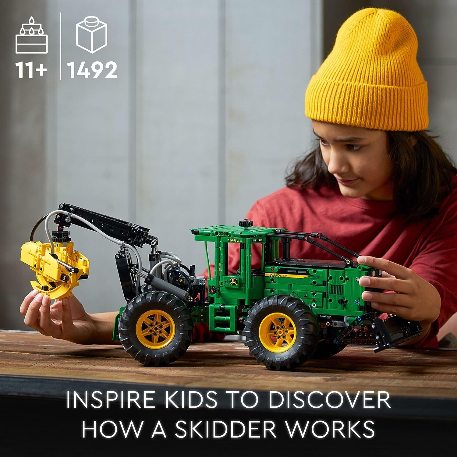 Technic John Deere 948L-II Skidder 42157 Advanced Tractor Toy Building Kit for Ages 11 and Up - Ideal Gift for Young Engineering Enthusiasts and Fans of Heavy-Duty Farm Vehicles