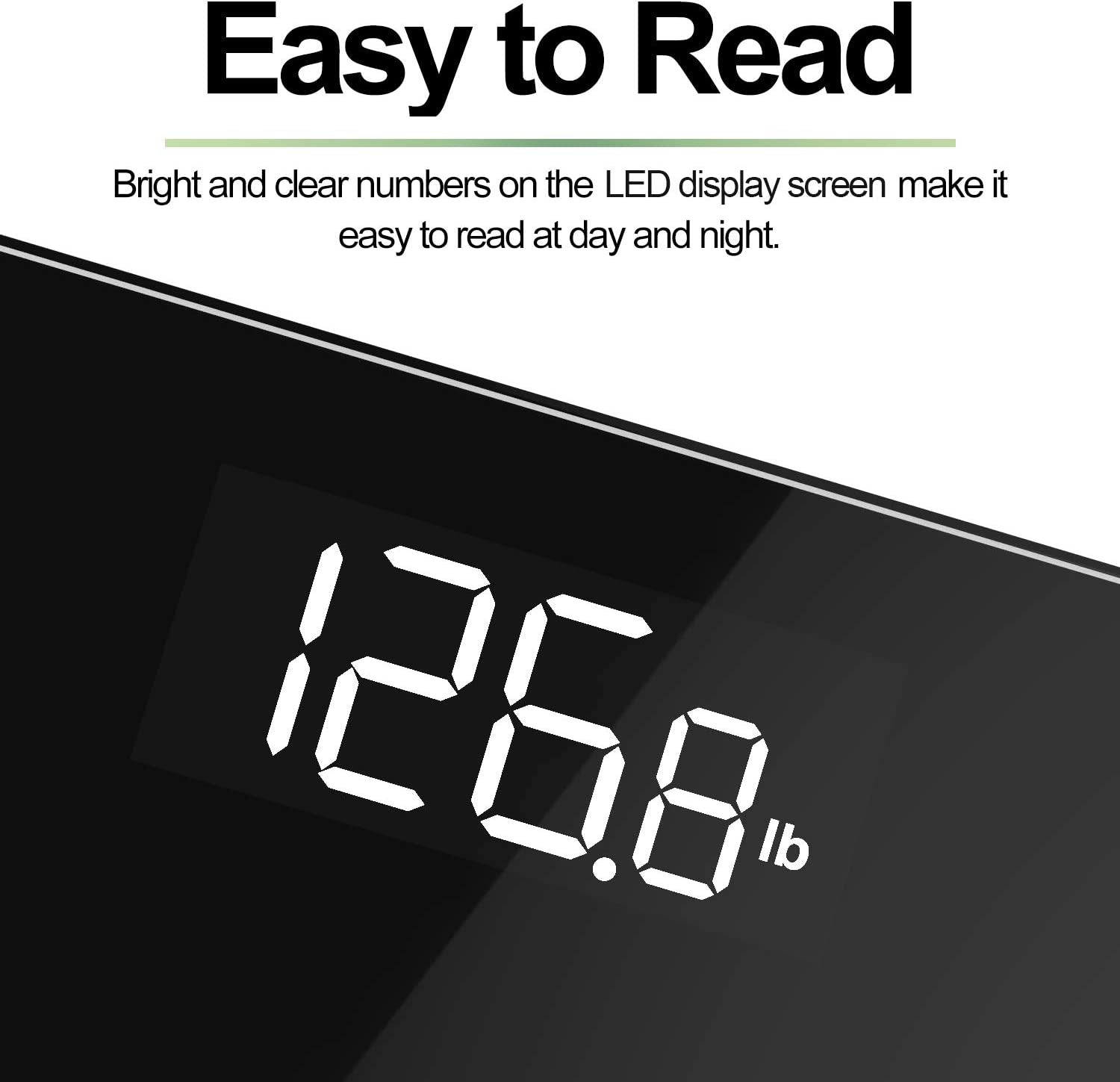 Highly Accurate Digital Body Weight Scale: Core 1S Scale with Lighted LED Display, Large Rounded Corner Design, and 400 lb Capacity. Available in Black.