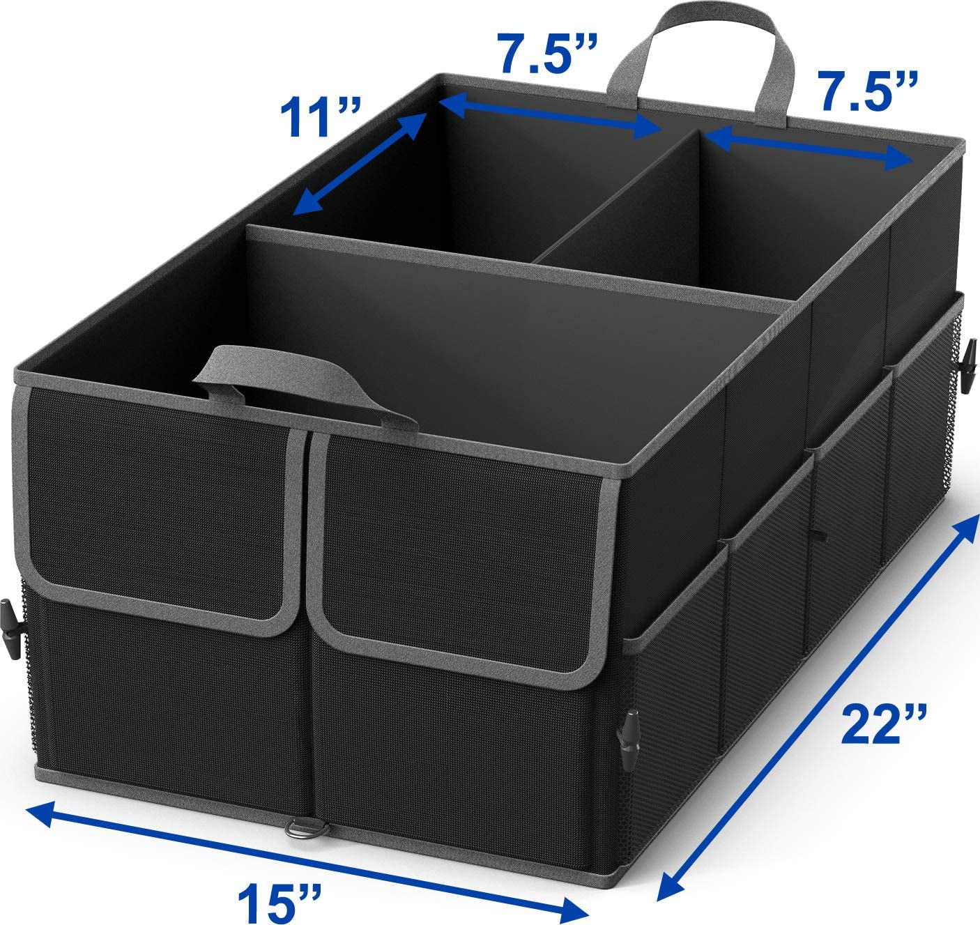 3-Compartment Trunk Cargo Organizer - Black