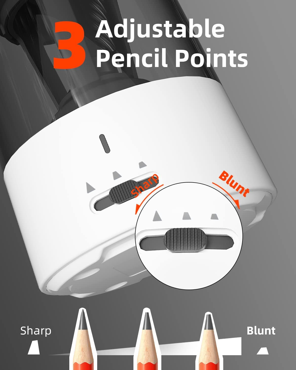 Small Battery-Powered Electric Pencil Sharpener - Quickly Sharpens No.2/Colored Pencils (6-8mm) - Ideal for School, Classroom, Office, and Home Use in White