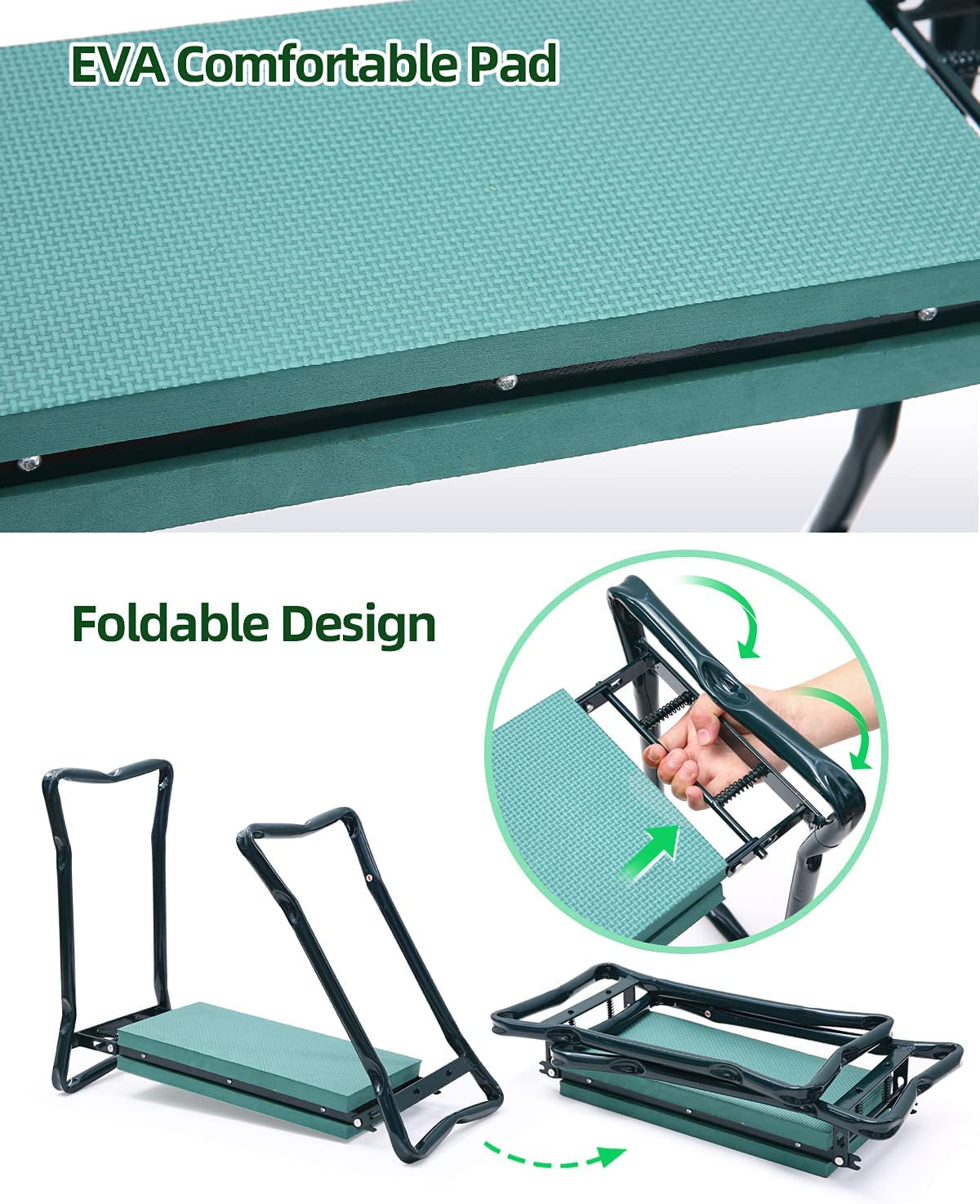 Foldable Garden Kneeler and Seat with 2 Tool Pouches: Portable Bench Stools for Gardeners