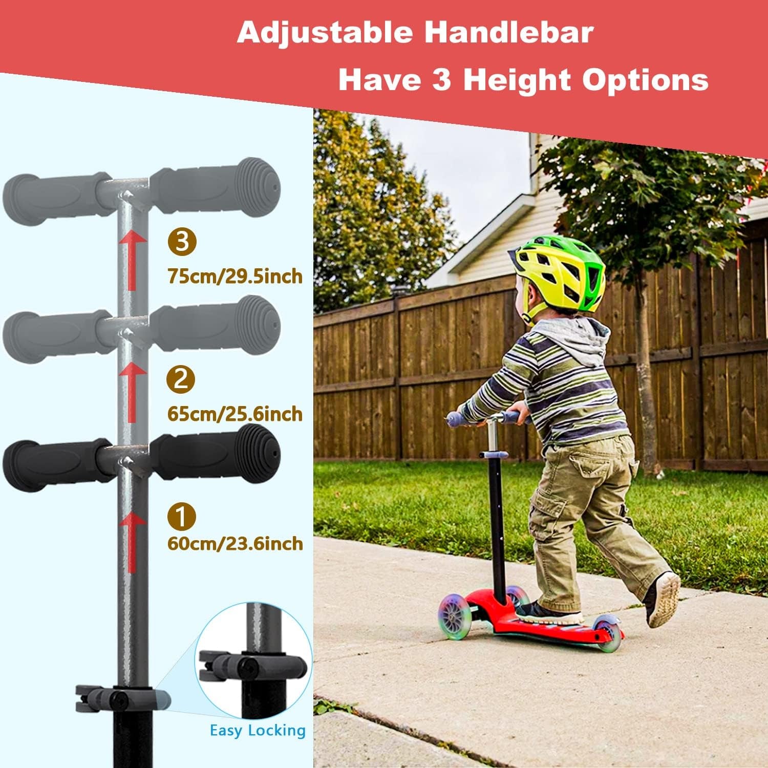 3-Wheel Junior Kick Scooter with Flashing Wheels, Lean to Turn, Suitable for Indoor and Outdoor Use, Ages 2-8 Years