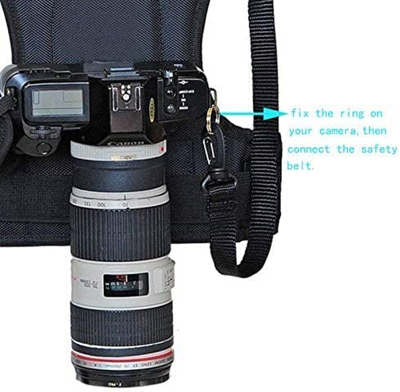 Multi-Camera Carrying Chest Harness Vest Strap System with Side Holster for DSLR Cameras (Canon, Nikon, Sony, Panasonic, Olympus)