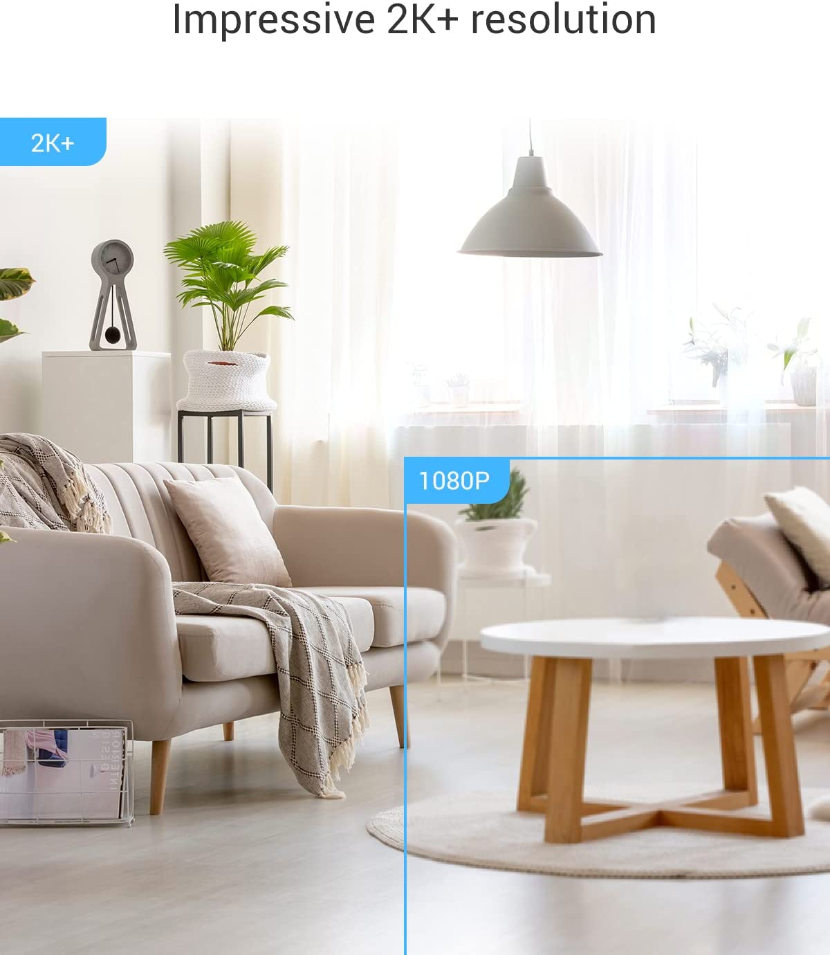 Indoor Pan/Tilt Wi-Fi Security Camera 2K+, Smart Tracking, Two-Way Talk with Google Assistant and Amazon Alexa Compatibility
