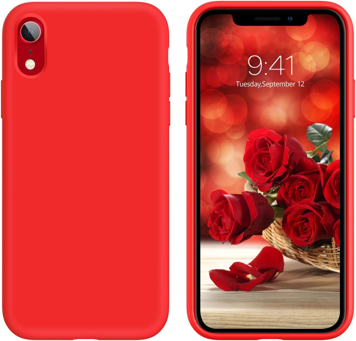 iPhone XR Liquid Silicone Case - Slim, Shockproof, Red.