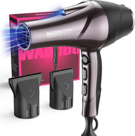 Professional Hair Dryer - 2200W Ionic Blow Dryer with Blue Ray Hair Care, Powerful AC Motor, Fast Drying, Constant Temperature, Low Noise; Suitable for Curly Hair, Ideal for Women and Men, Black Design.