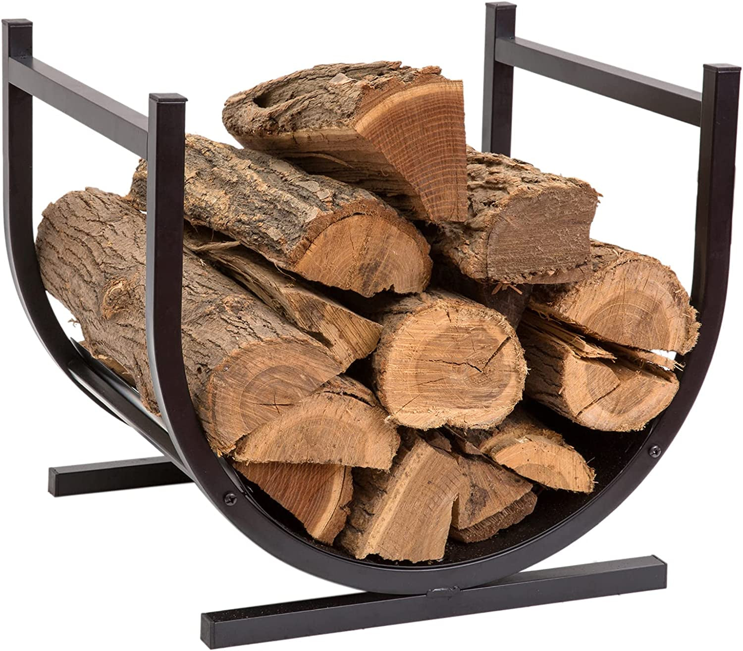 Small Decorative Firewood Racks Indoor/Outdoor Fireside Log Rack, Black