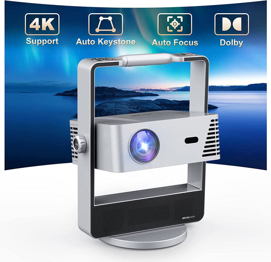 High-Quality Outdoor Projector - 4K Resolution, Auto Focus & Keystone Correction, Dolby Audio, Anti-Direct Eye Protection. Equipped with 2X10W Speakers for Enhanced Bass Effect. Offers 5G Wifi, Bluetooth, USB, and HDMI Connectivity