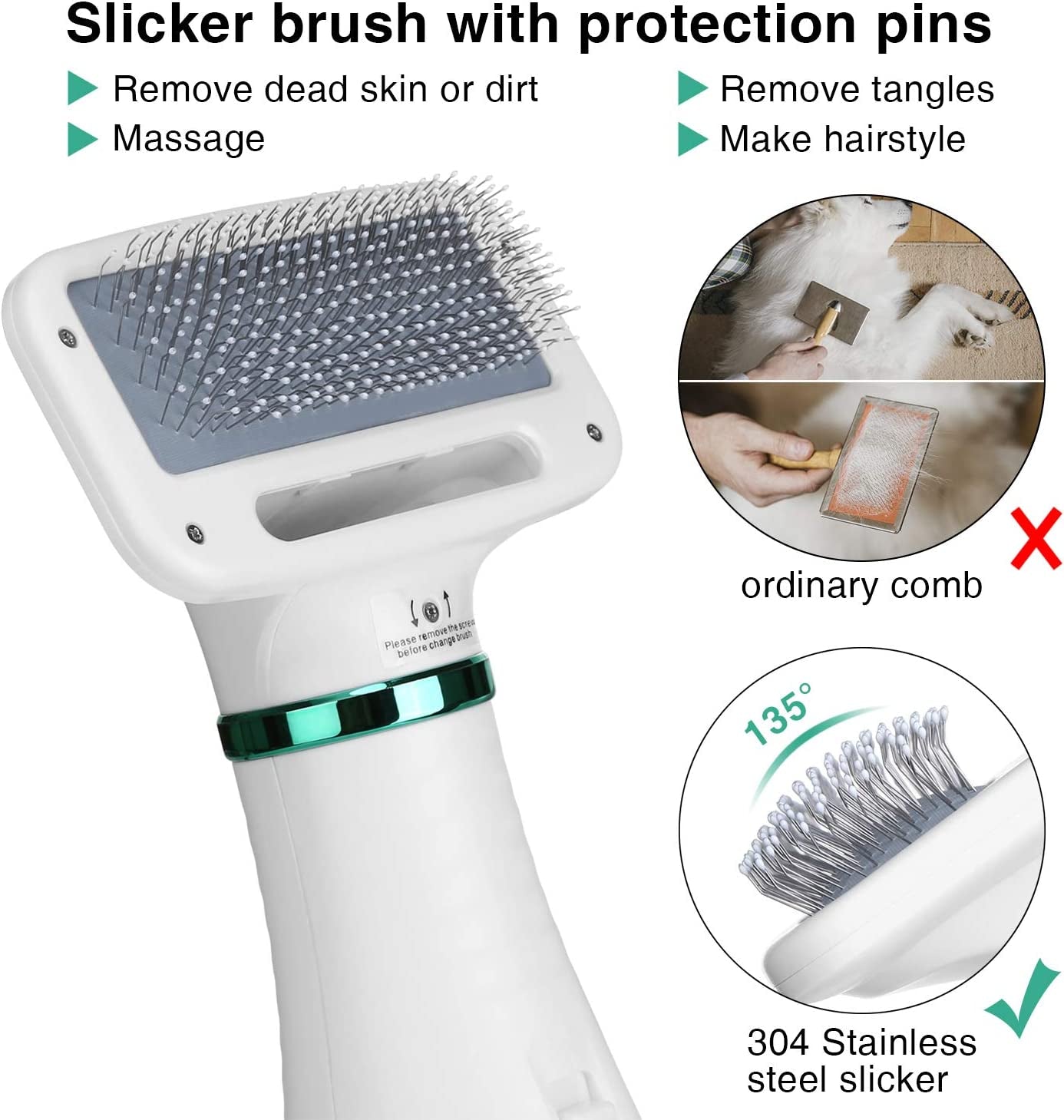  2-in-1 Portable Pet Hair Dryer with Adjustable Temperature Settings, Low Noise, and Pet Care Accessories - Ideal for Grooming Medium, Small, and Large Dogs and Cats