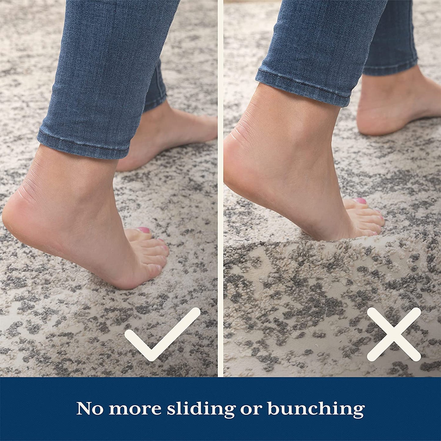 Rug Gripper Pad for Hardwood Floors - Non-Slip Rug Pads for Area Rugs - Thick Rug Grippers for Tile Floors - 2.5x13 Under Carpet Anti-Skid Mat - Ensures Your Rugs Stay Securely in Place