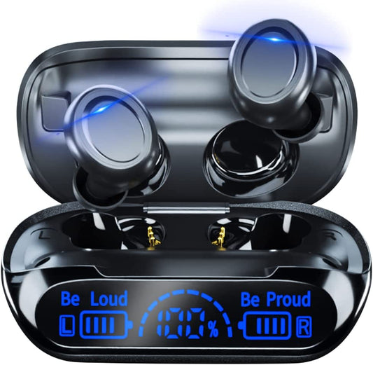 Wireless Earbuds Bluetooth 5.3 Headphones with Button Control, IP6 Waterproof Earphones, In-Ear TWS Ear Buds with Mic. 160Hrs Playback, Power Display, Stereo Bass. Includes 1800mAh Charging Case. Perfect for Workout and Sport