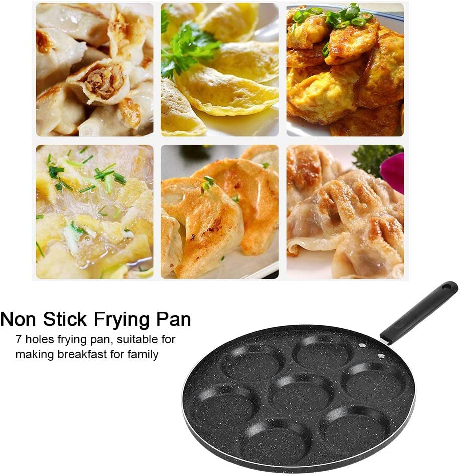 Multifunctional Non-Stick Egg Frying Pan with 7 Holes for Home Cooking - Aluminum Material, Ideal for Preparing Eggs, Burgers, Pancakes, and Dumplings