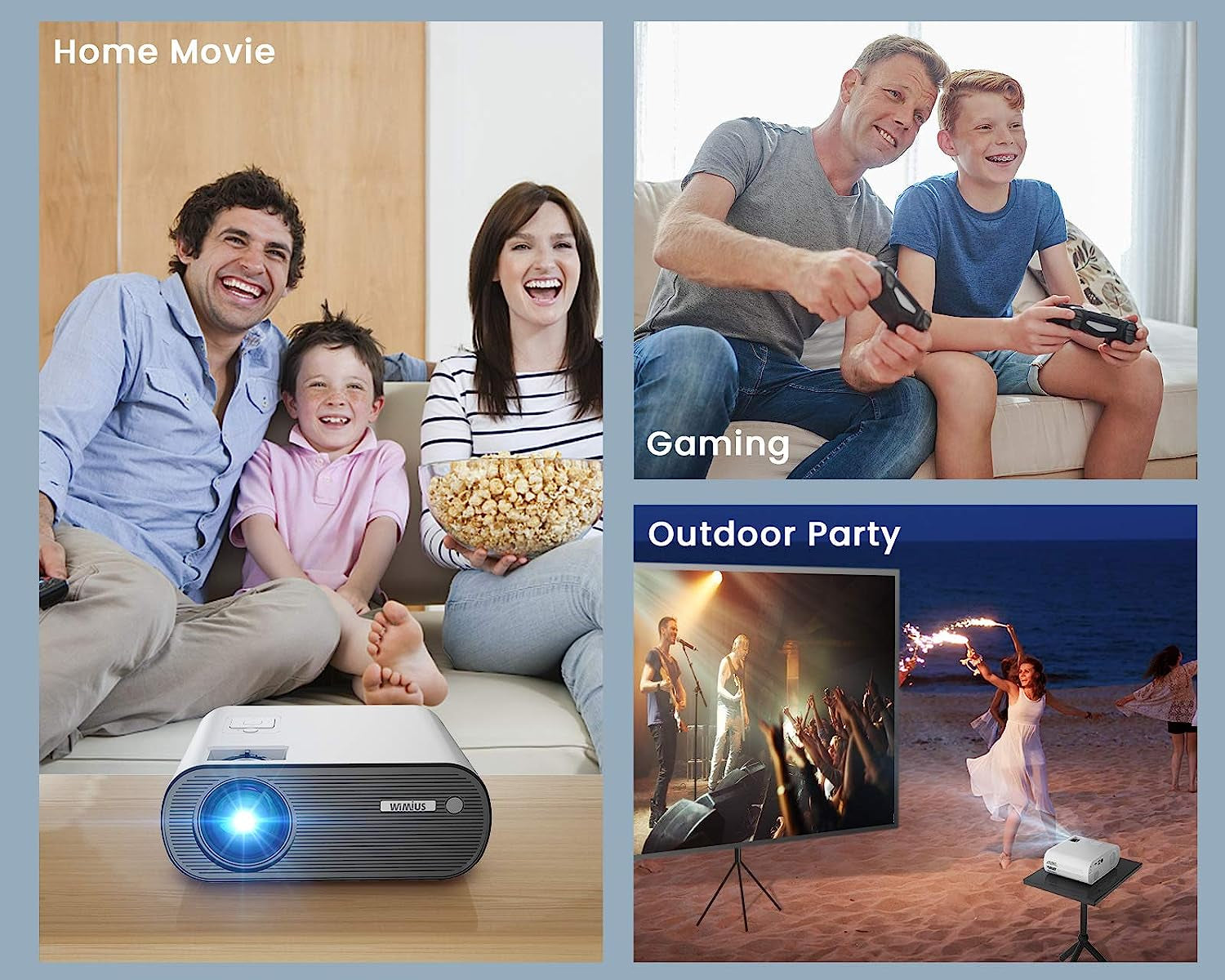 K5 Mini WiFi Bluetooth Projector - Full HD Support for 1080P, 75% Zoom, and 200" Screen. Compatible with Smartphone (Wirelessly), PC, Bluetooth Speakers, TV Stick, PS4, and PS5.