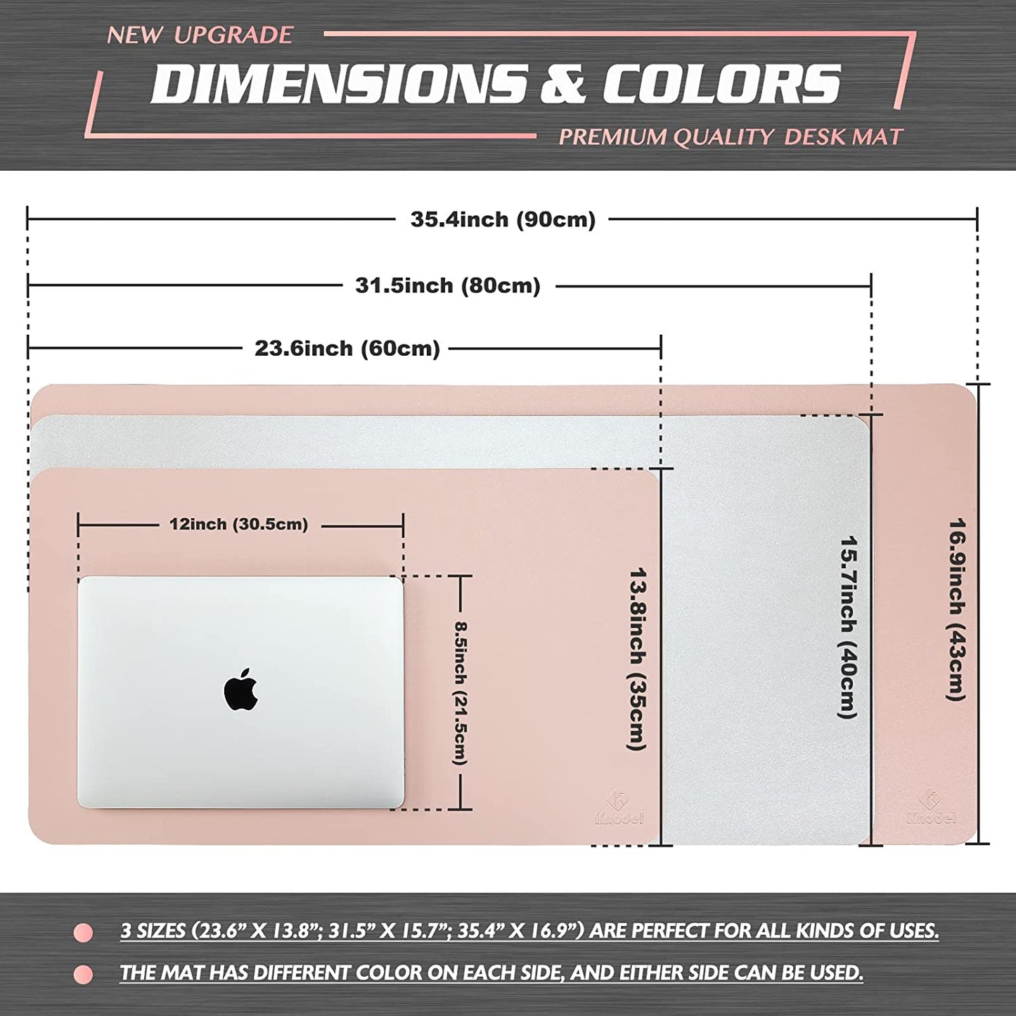 Pink Desk Pad/Office Desk Mat, 31.5" x 15.7" PU Leather Desk Blotter, Laptop Desk Mat, Waterproof Desk Writing Pad for Office and Home, Dual-Sided 