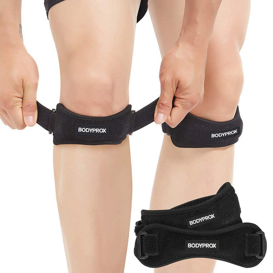 Knee Pain Relief Support Brace 2-Pack: Tendon Knee Straps for Hiking, Soccer, Basketball, Running, Jumpers Knee, Tennis, Tendonitis, Volleyball, and Squats