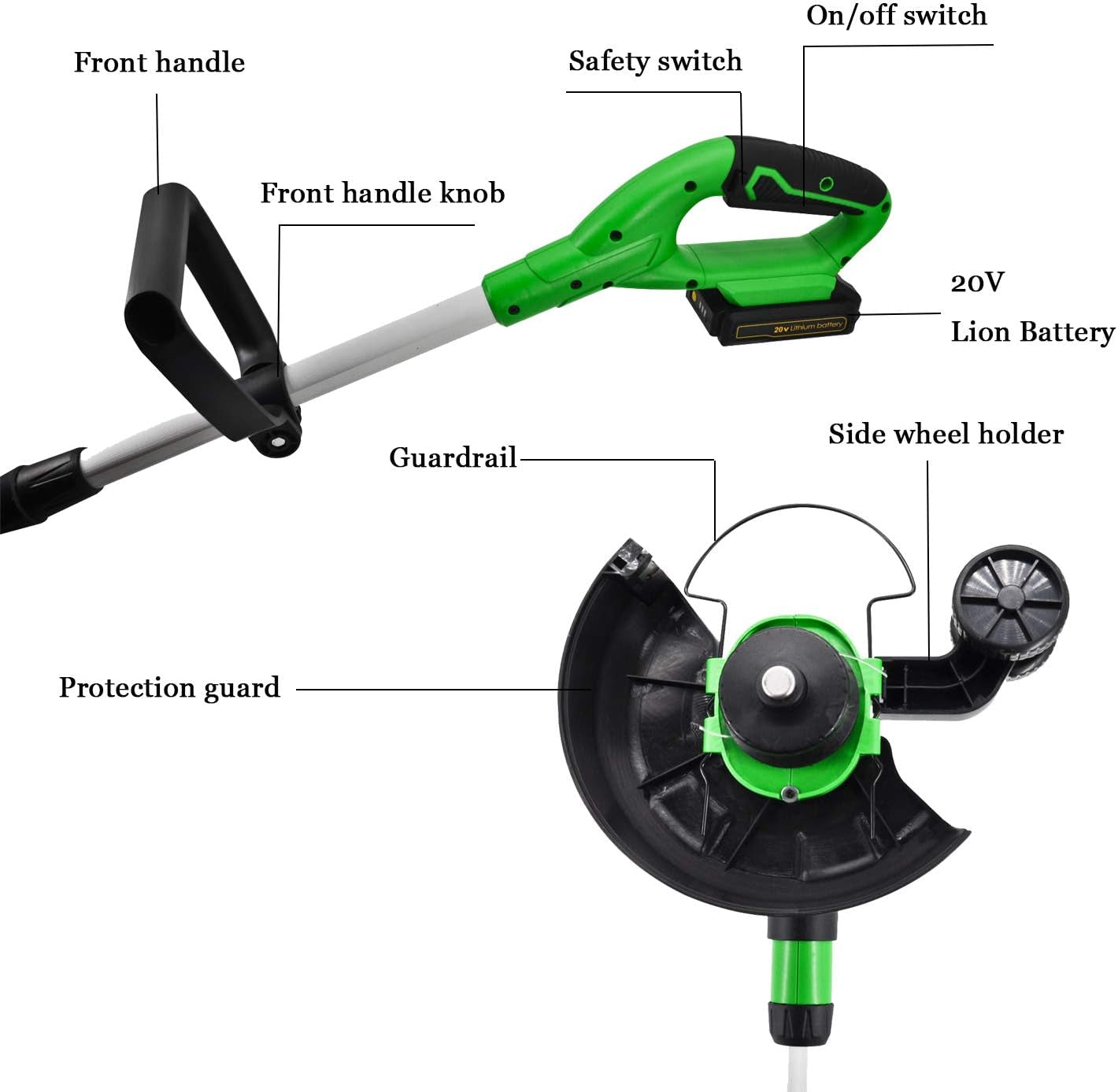  20V G001 Cordless Grass Trimmer with 2.0A Battery and Rapid Charger