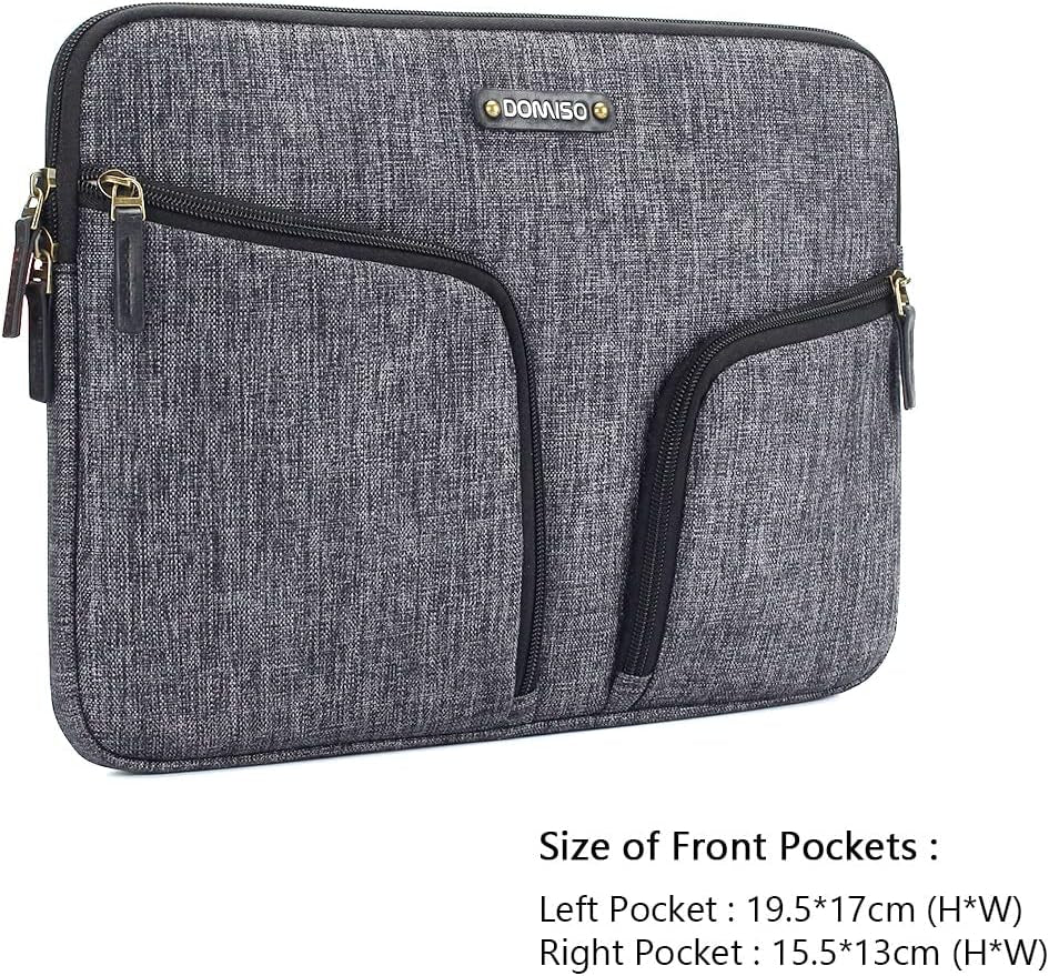 14 Inch Waterproof Laptop Sleeve: Slim Canvas Computer Bag with Back Handle. Designed for 14" Laptops, including Apple, Lenovo, Acer Chromebook 14, HP Pavilion 14, Dell, ASUS, MSI, and more. Color: Dark Grey.