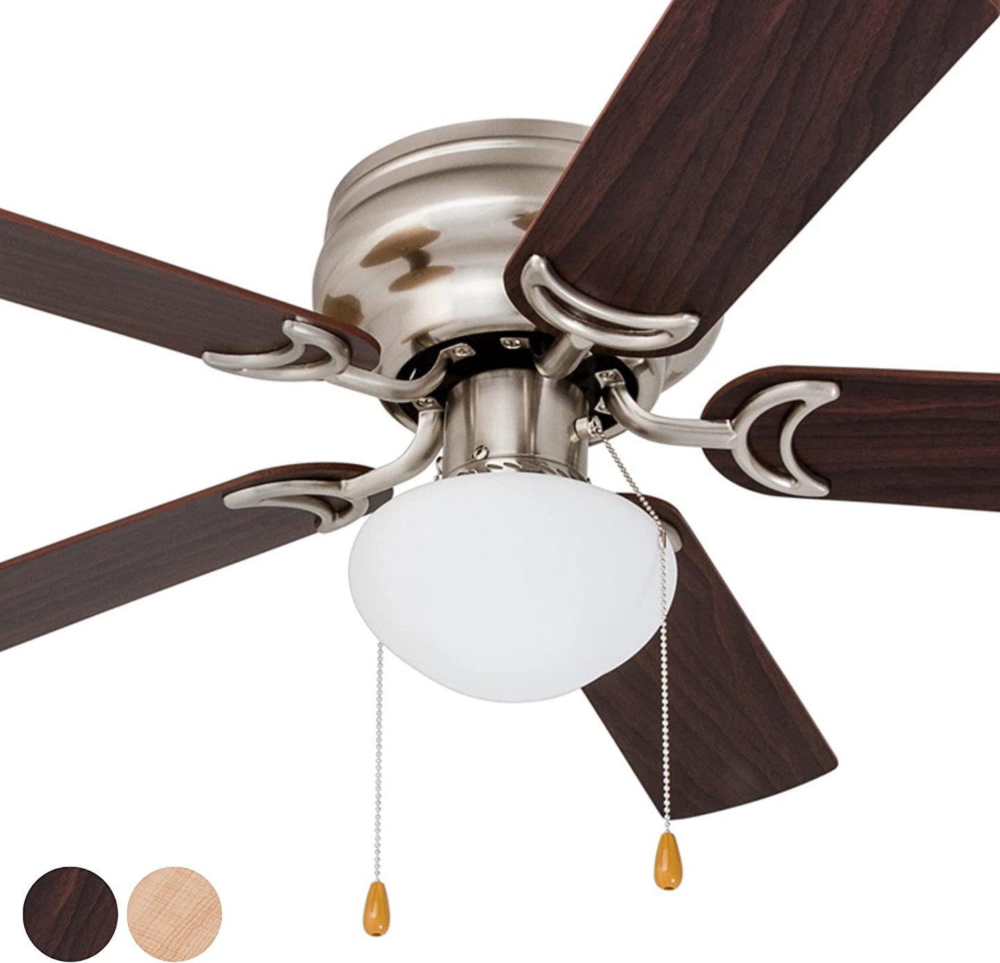  LED Globe Light Hugger/Low Profile Ceiling Fan, 42 inches - Brushed Nickel
