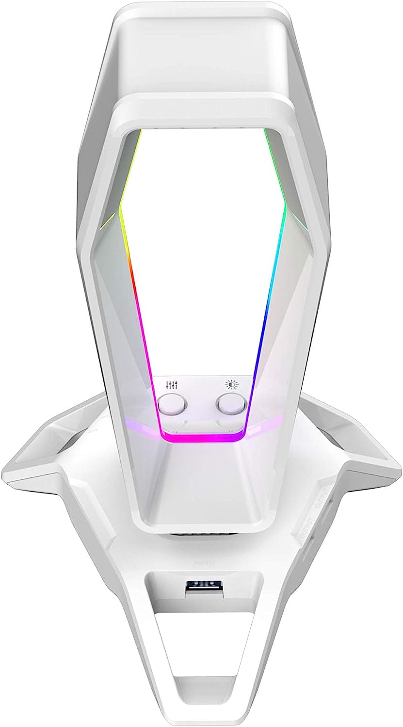 USB RGB Headphone Stand: Ultimate Gaming Accessories with 3 USB 3.0 Ports and RGB Lights White