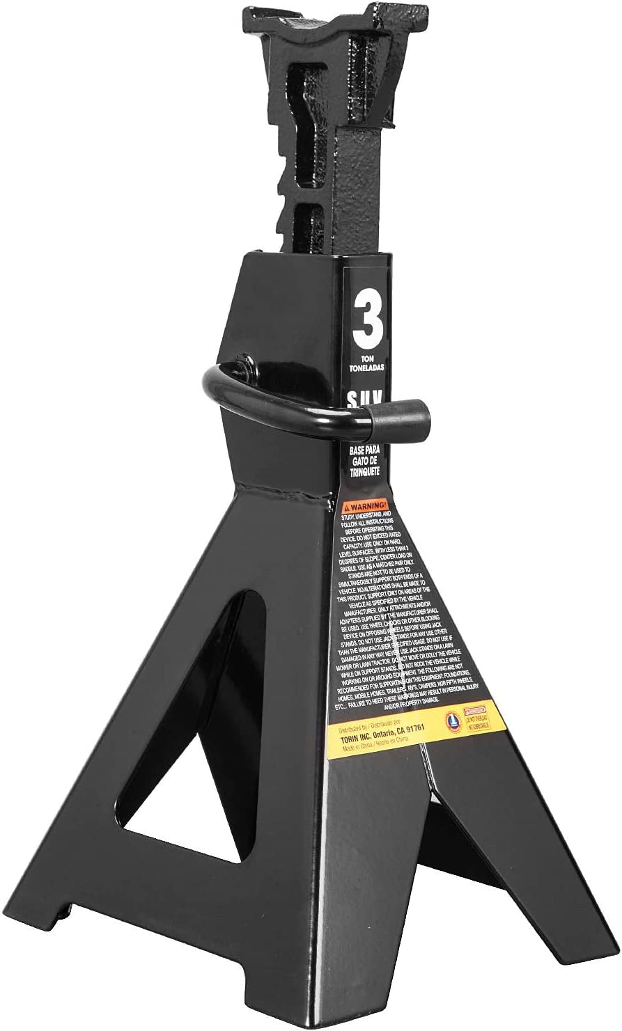 Torin Steel Jack Stands for SUVs and Extended Height Trucks -  3-Ton (6,000 lb) Capacity - Black. Sold as a Pair.