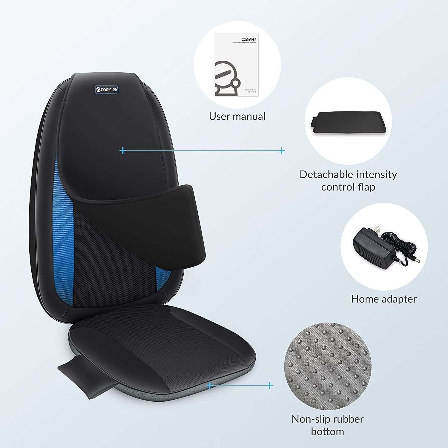 Heat-Enabled Shiatsu Back Massager: Deep Tissue Kneading Massage Seat Cushion, Suitable for Full Back, Electric Body Massager for Home or Office Chair Use