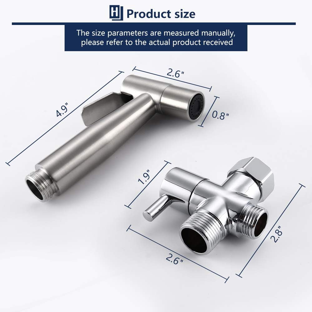 Brushed Nickel Handheld Bidet Sprayer Kit for Toilet - Wall Mounted or Holder Hook Installation, Ideal for Cloth Diaper Spraying, Includes Complete Accessories.