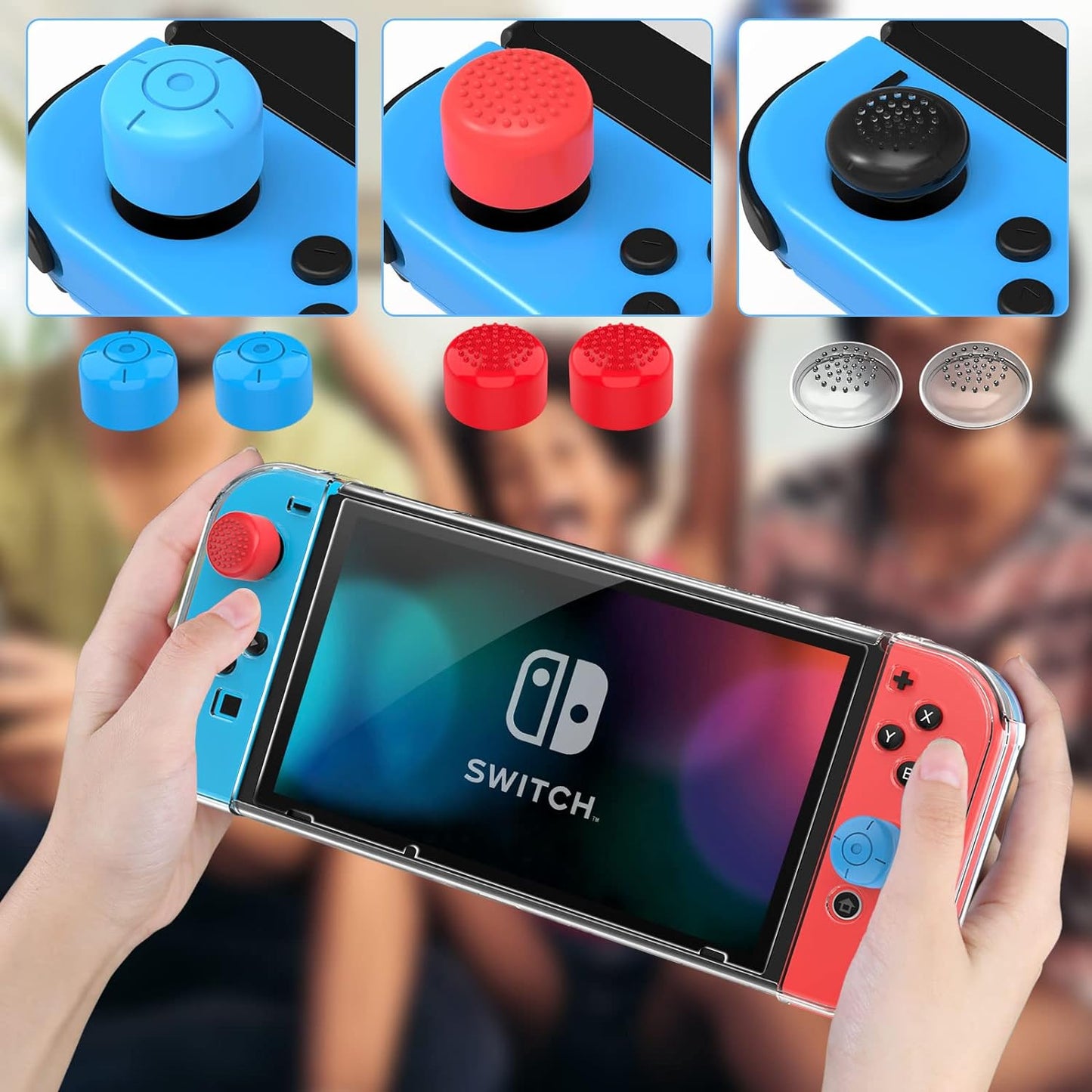  Dockable Nintendo Switch Case with Screen Protector - Clear Protective Cover for Nintendo Switch and JoyCon Controller, Includes Tempered Glass Screen Protector