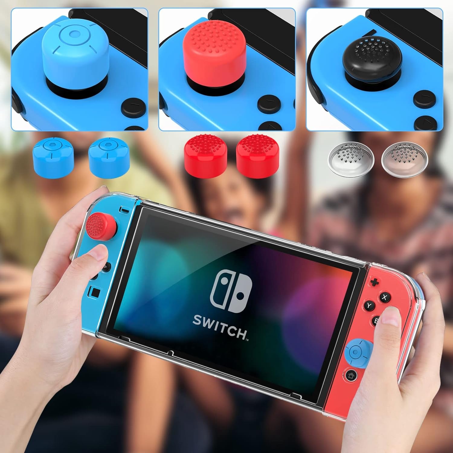  Dockable Nintendo Switch Case with Screen Protector - Clear Protective Cover for Nintendo Switch and JoyCon Controller, Includes Tempered Glass Screen Protector