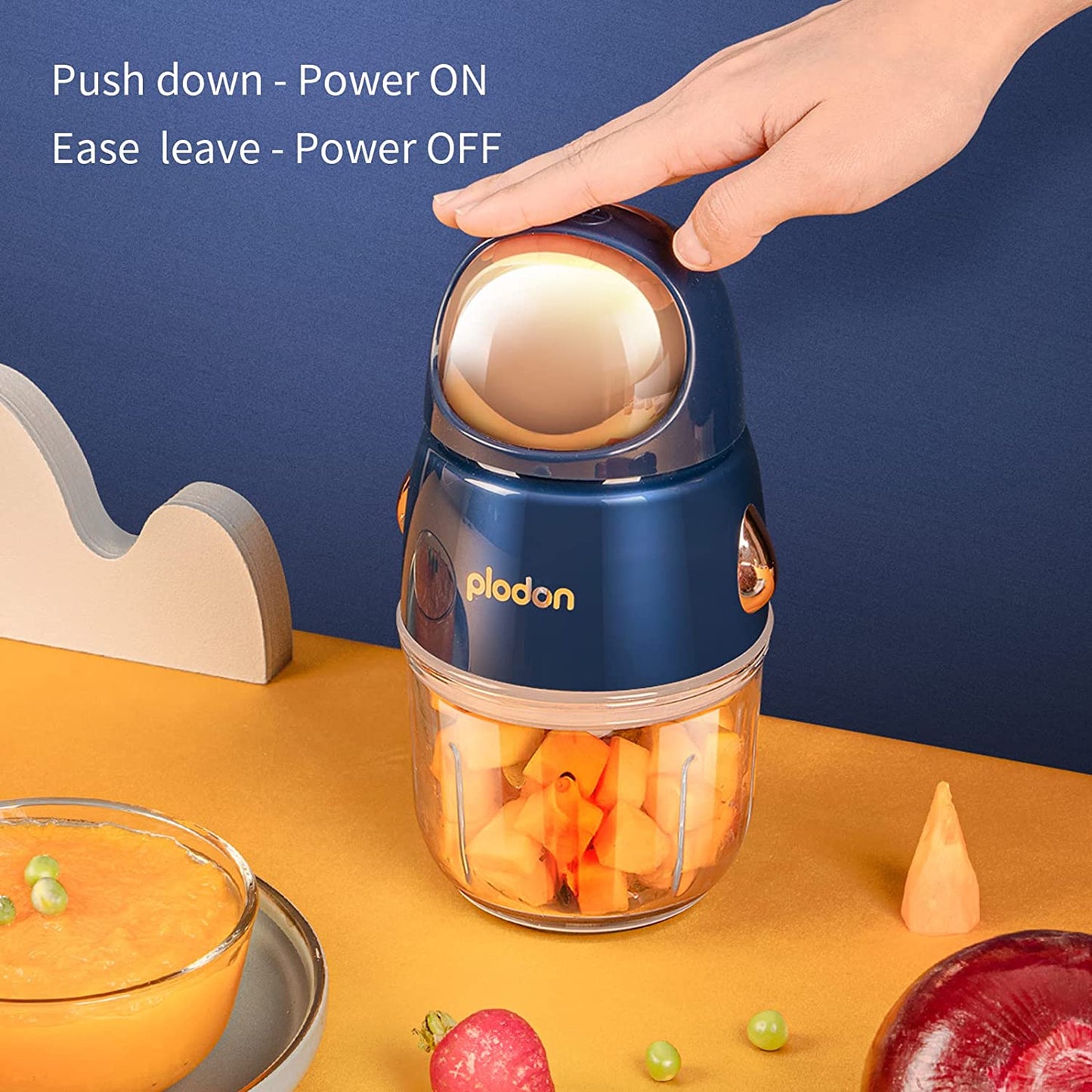 Mini Baby Food Maker: Cute and Small Food Processor with a 1.2 Cup Glass Bowl and 6 Blades, Ideal for Pureeing, Blending, Grinding, and Chopping Baby Food.