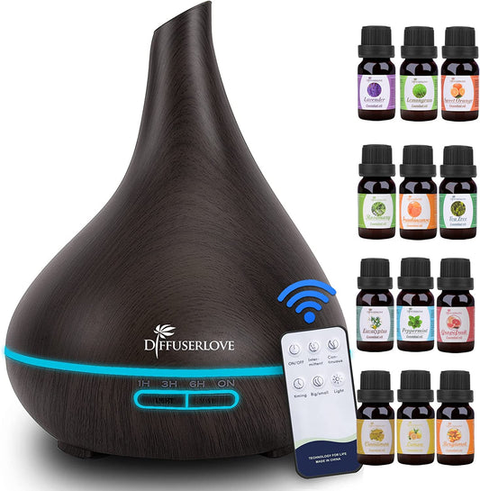 Ultrasonic Aromatherapy Essential Oil Diffuser - 500ML, Adjustable Mist Mode, 7 Color LED, 4 Timers, Waterless Auto-Off - for Office, Home, Bedroom