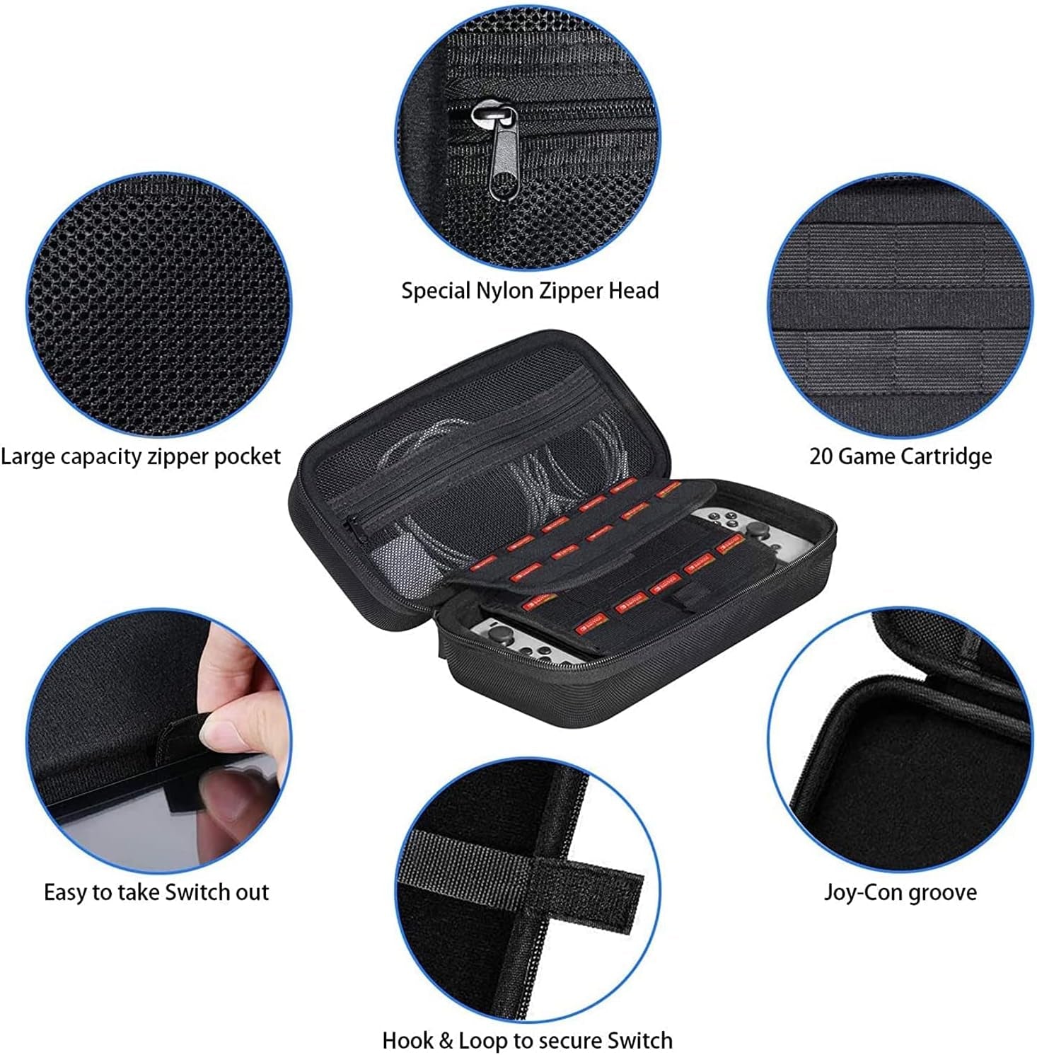 Comprehensive Nintendo Switch Accessory Bundle: Case, Pouch, Cover, Joycon Grips, PlayStand, Screen Protector, Thumb Grips, and Caps